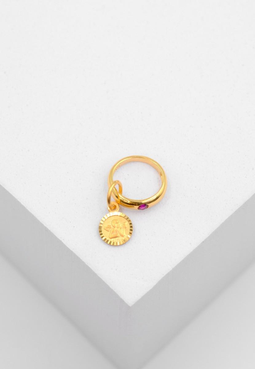 MUAU Schmuck Anhänger Taufring Gelbgold 750 Rubin