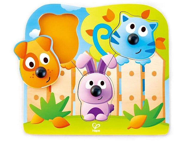 Hape Puzzle Knopfpuzzle Haustiere (4Teile)