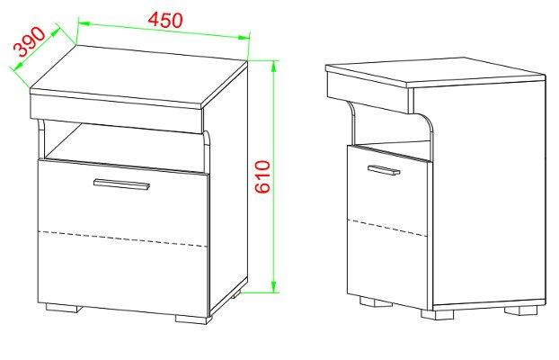 VCM Nachtschrank Beistelltisch Drehtür Konsole Boxspring Nachttisch Slepal M