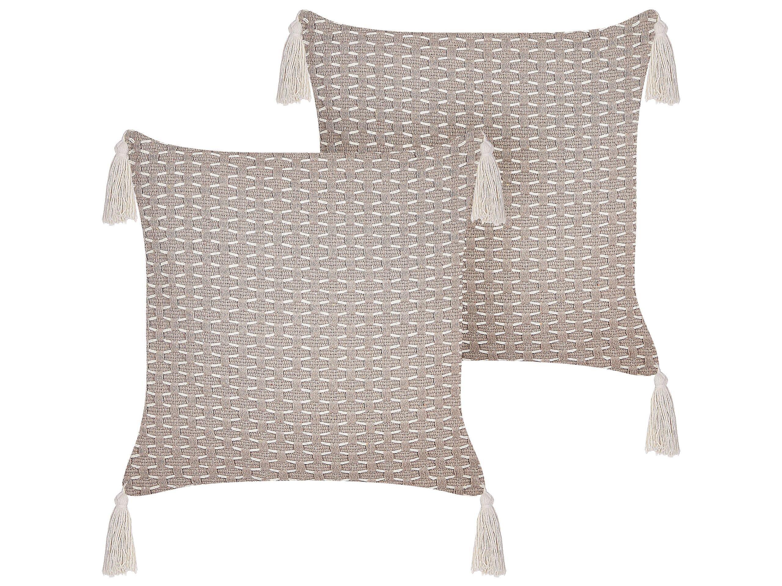 Beliani Dekokissen 2er Set aus Polyester Boho HAKONE