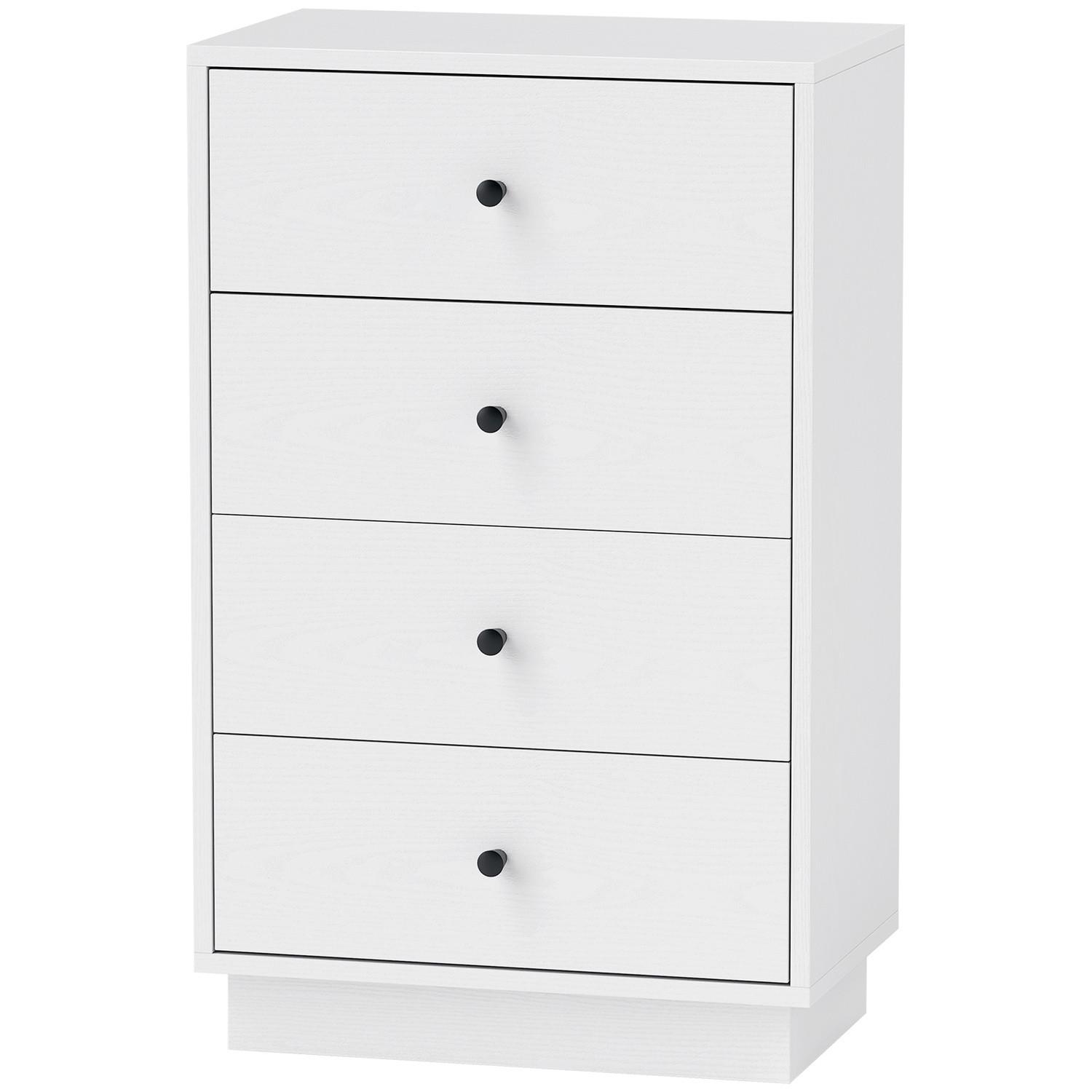 Northio Kommode Sideboard mit 4 Schubladen Schrank aus Holzwerkstoff Aufbewahrungsschrank im Modern Stil Schubladenschrank Kommodenschrank für Wohnzimmer Schlafzimmer Flur 47 x 29 x 75 cm Weiß |