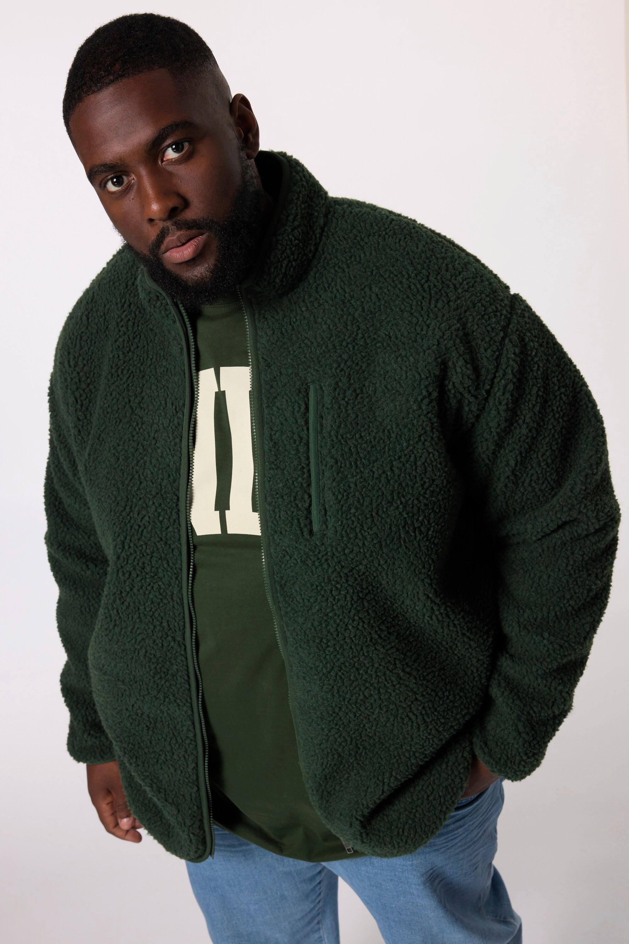 Sthuge Teddyjacke, Fleecefutter, Stehkragen