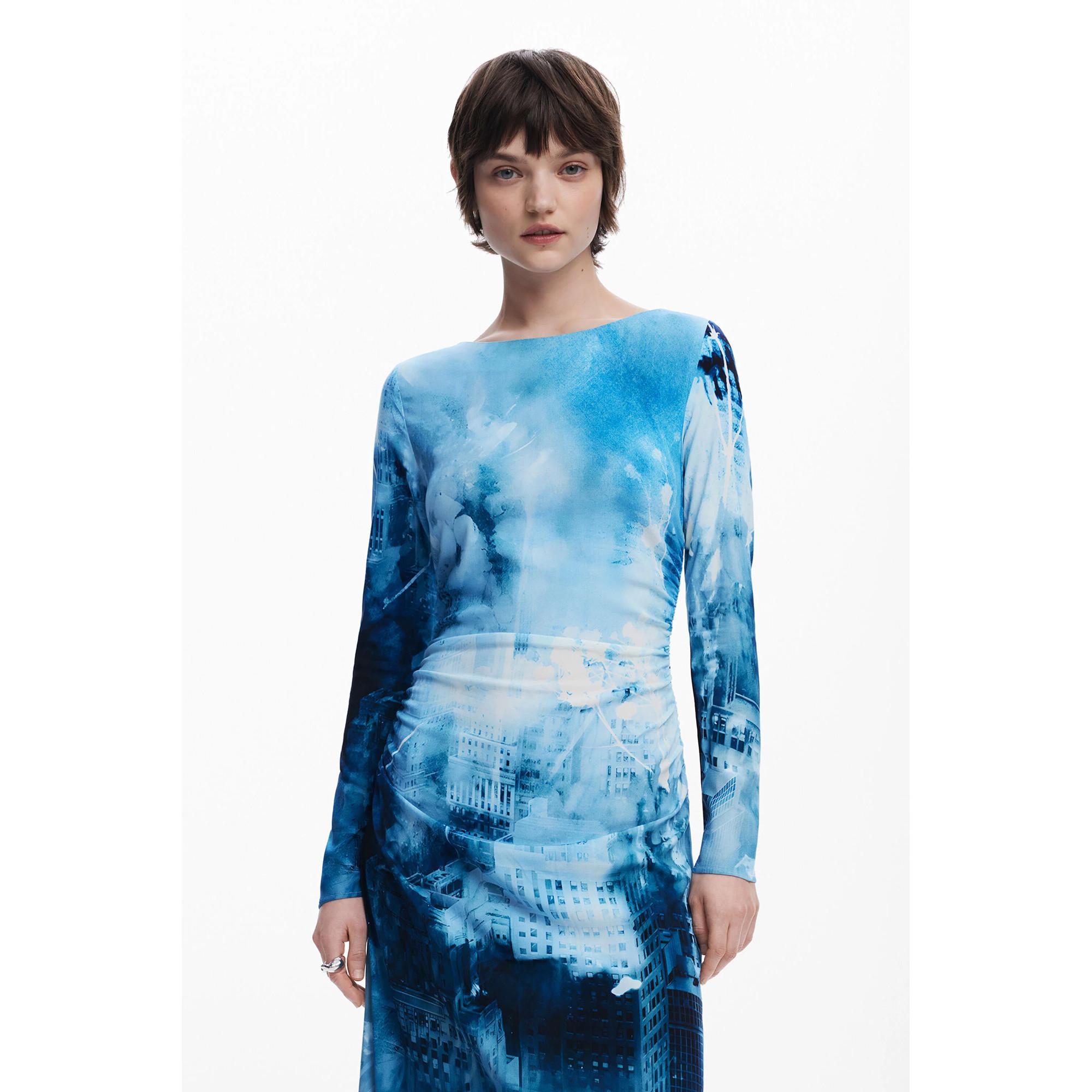 Desigual Langarm Foto Print Slim Fit Kleid