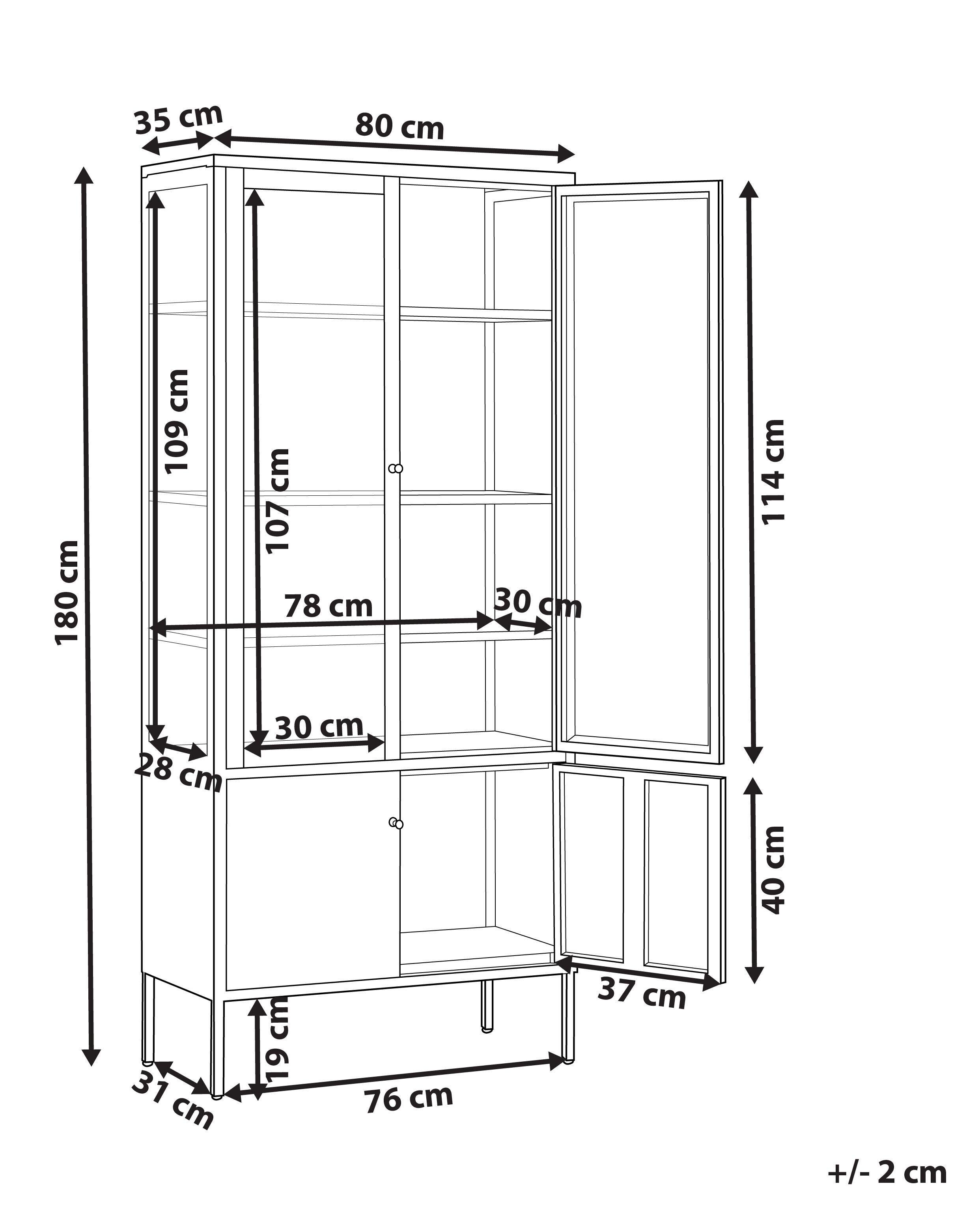 Beliani Vitrine mit Glastüren aus Stahl Modern OXTED