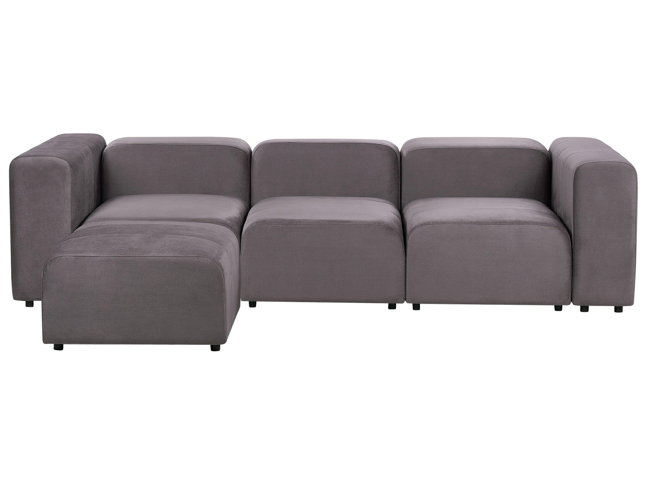 Beliani 3-Sitzer Sofa mit Ottomane aus Samtstoff Modern FALSTERBO
