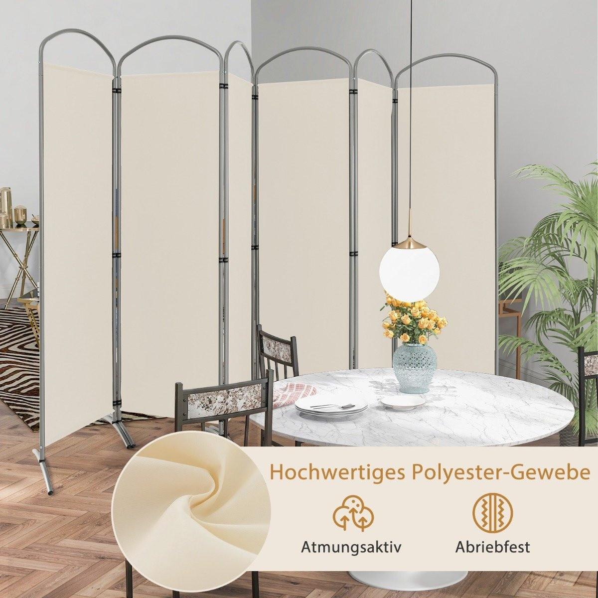 Northio 6-teilige Faltbare Sichtschutzwand Raumteiler Stofftrennwand Beige
