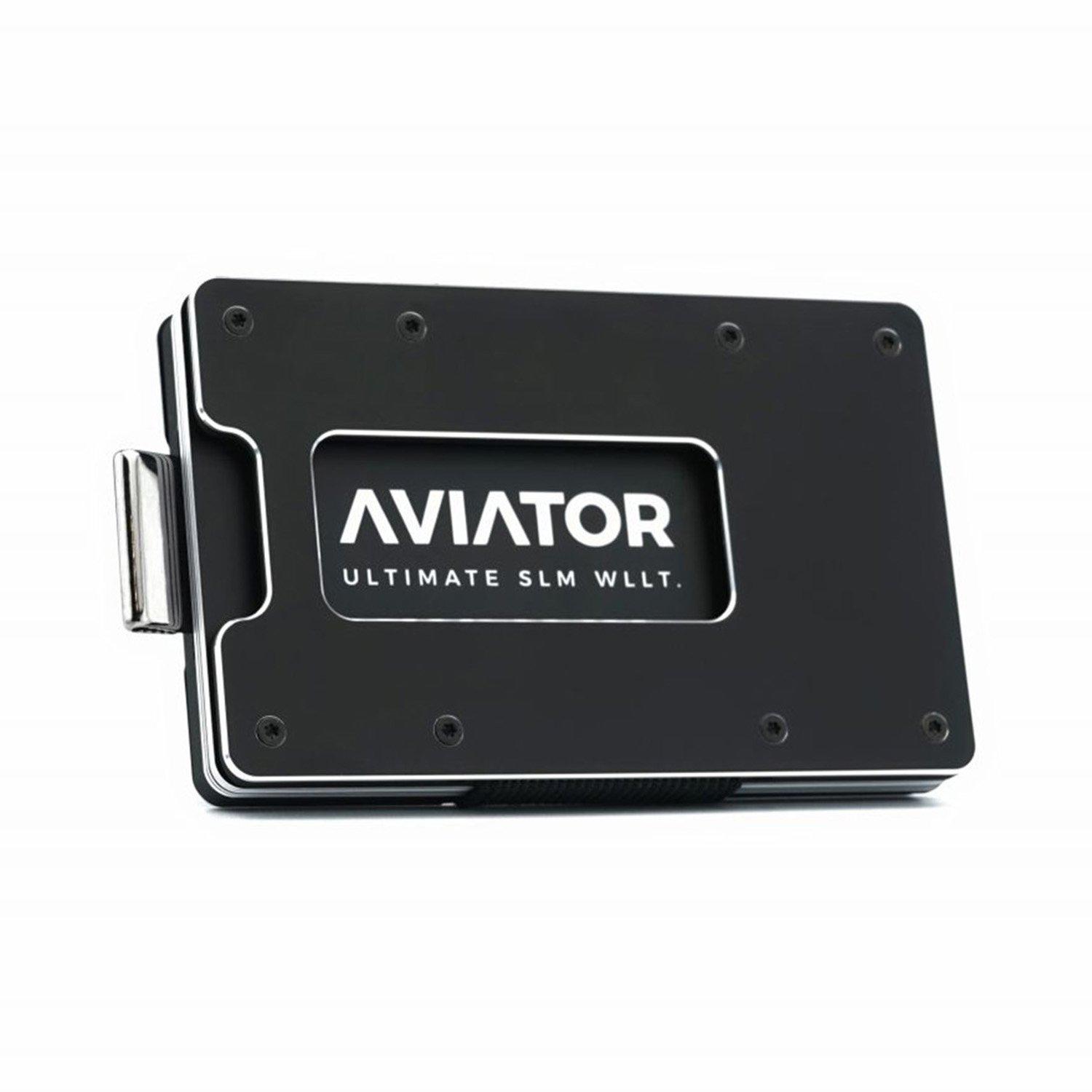 AVIATOR Aviator Smart Wallet Slide, Obsidian Schwarz, mit AirTag Cash Clip