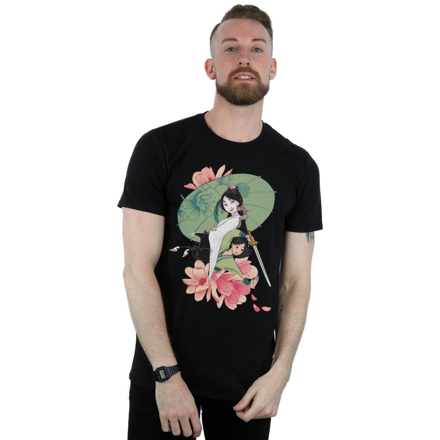 Disney Mulan Floral Umbrella Grafikdruck T-Shirt