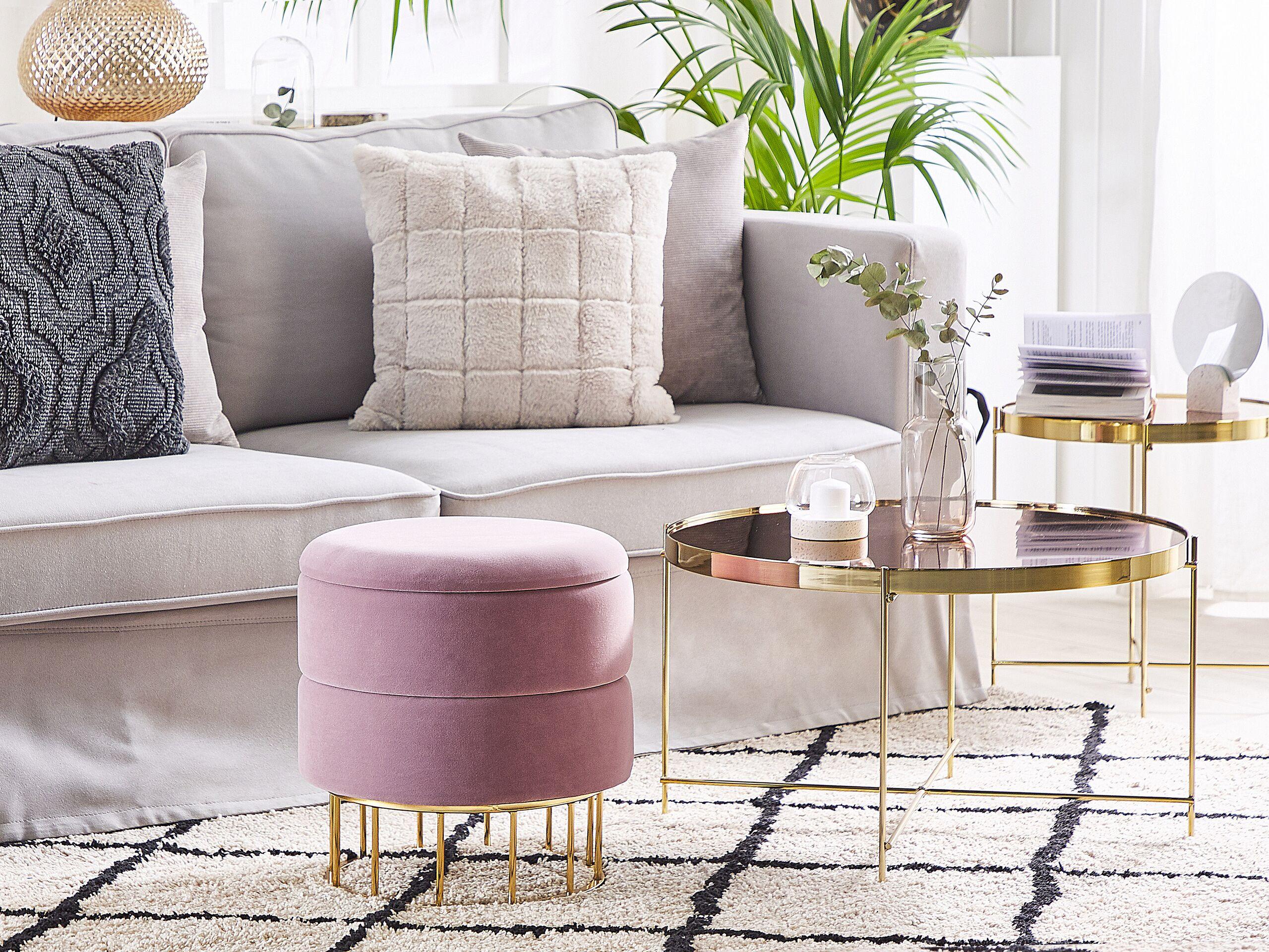 Beliani Pouf mit Stauraum aus Samtstoff Glamourös ELGIN