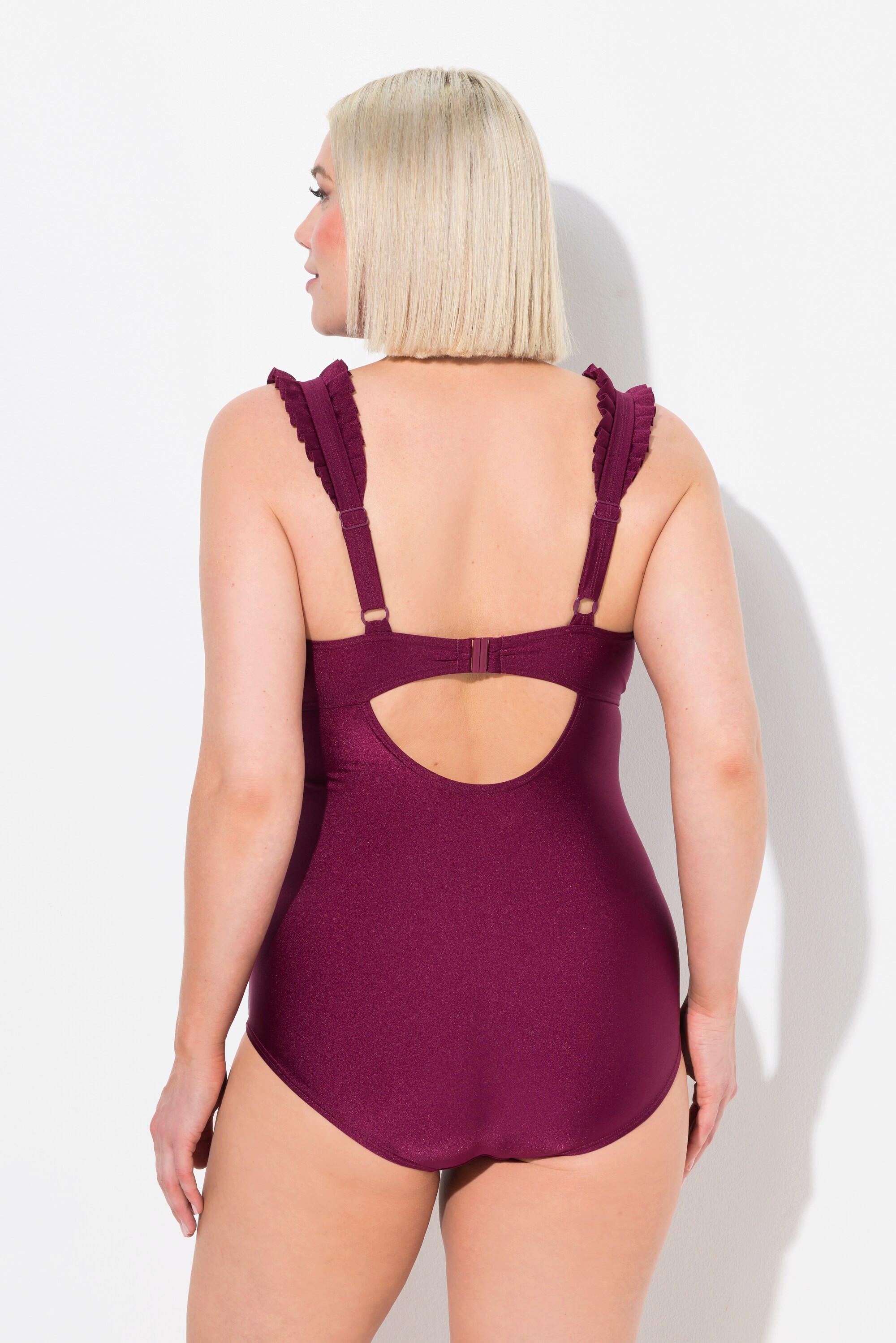 Ulla Popken Badeanzug, Falten, Softcups, Träger verstellbar