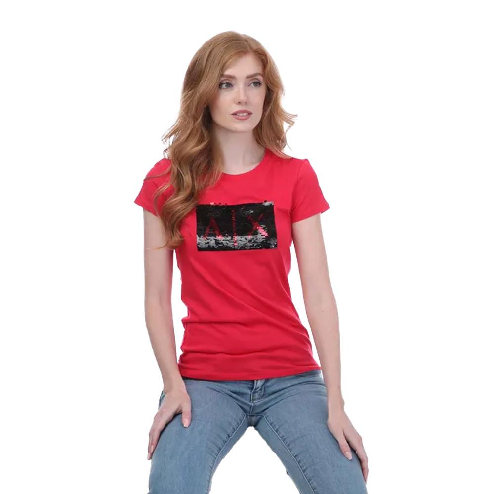 ARMANI T-Shirt mit Pailletten-Logo-Print