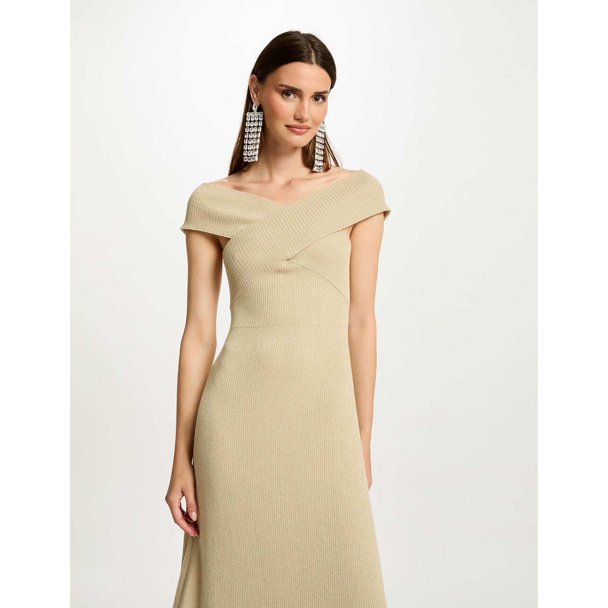 MORGAN Geripptes Strick A-Linien Maxikleid