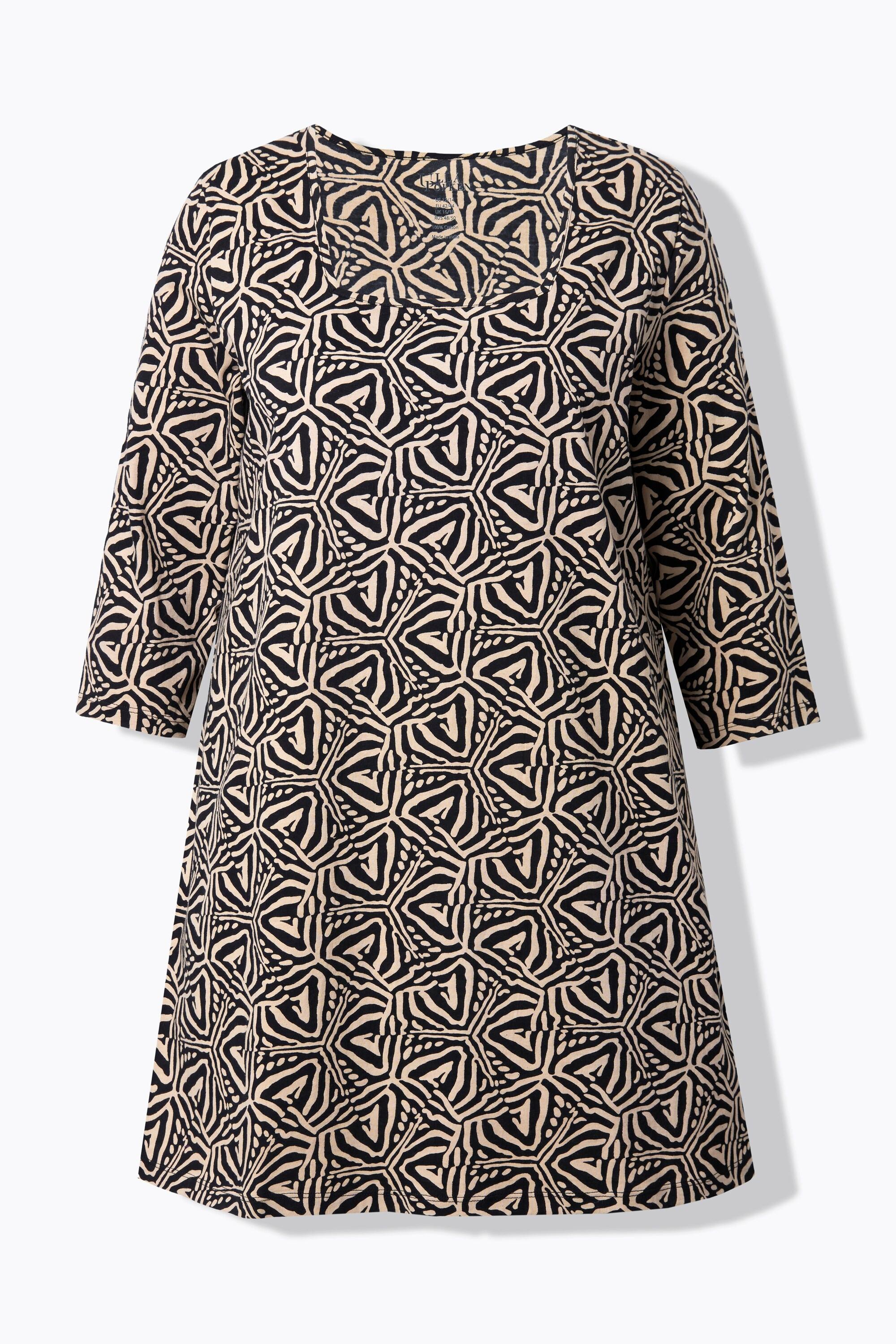 Ulla Popken Longshirt A-Linie Carré-Ausschnitt 3/4-Arm