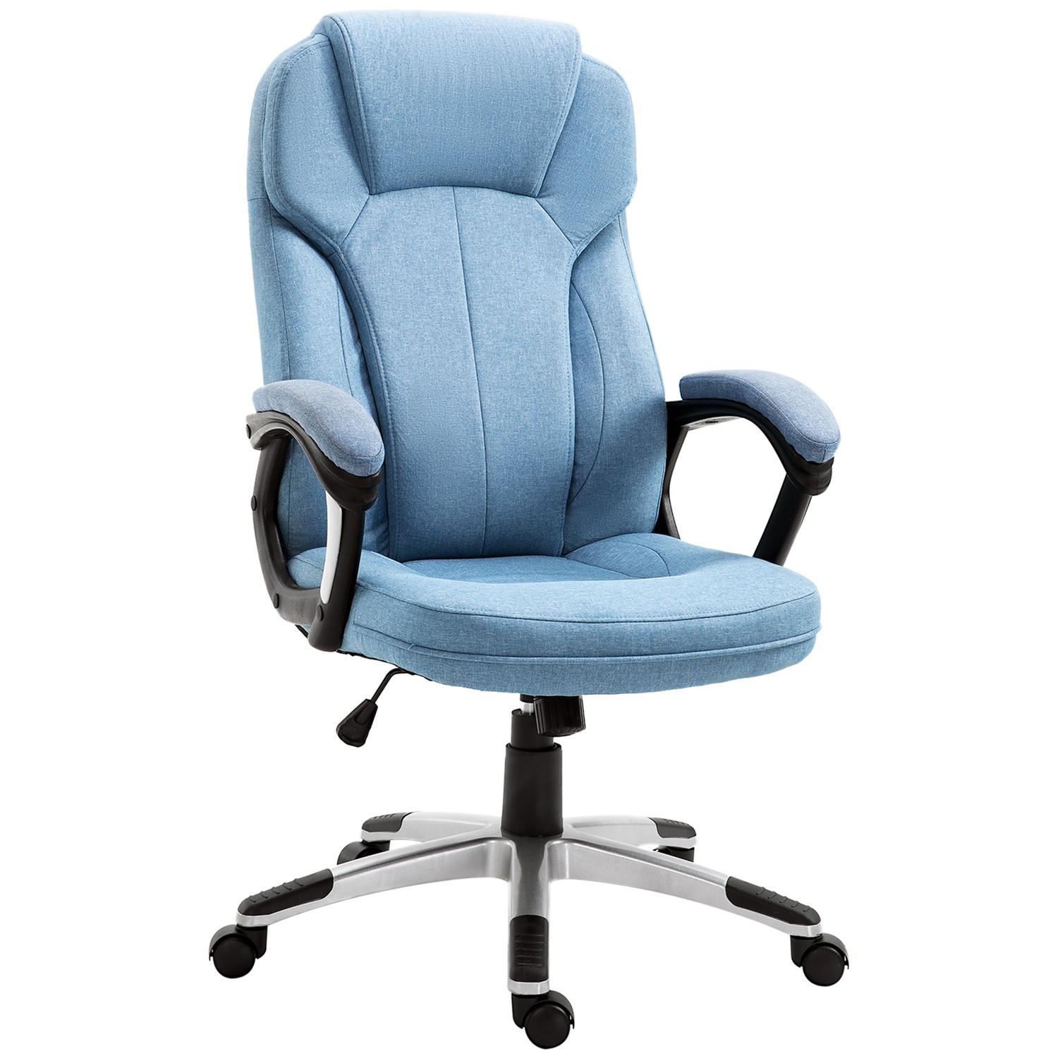 Northio Bürostuhl Computerstuhl Drehstuhl Höhenverstellbar Wippfunktion Hellblau Leinen 66X75X110-120Cm