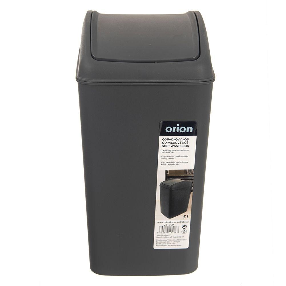 Orion Mülleimer 5L, dunkelgrauer Kunststoff, Klappdeckel