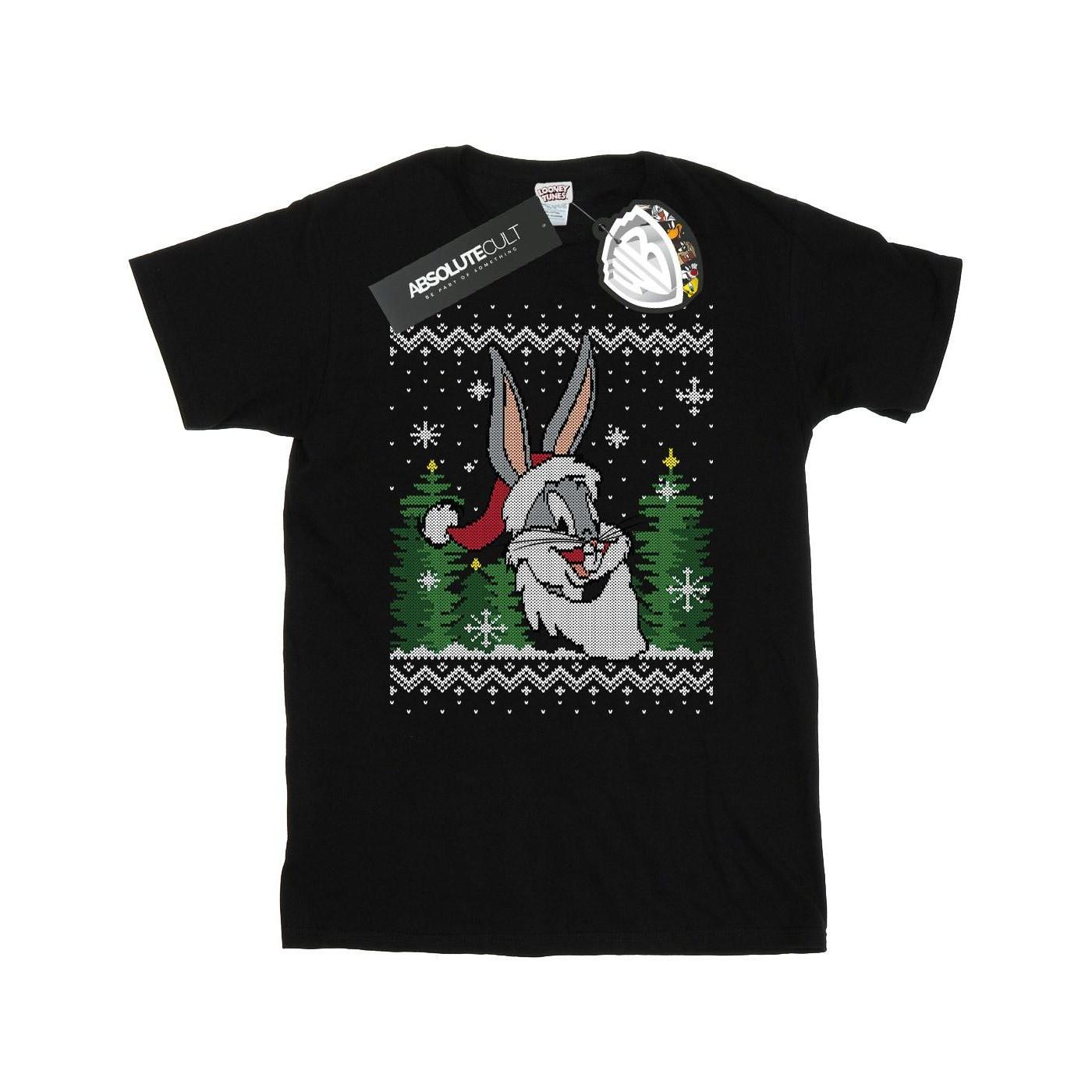 LOONEY TUNES Bugs Bunny Christmas Jumper Style T-Shirt
