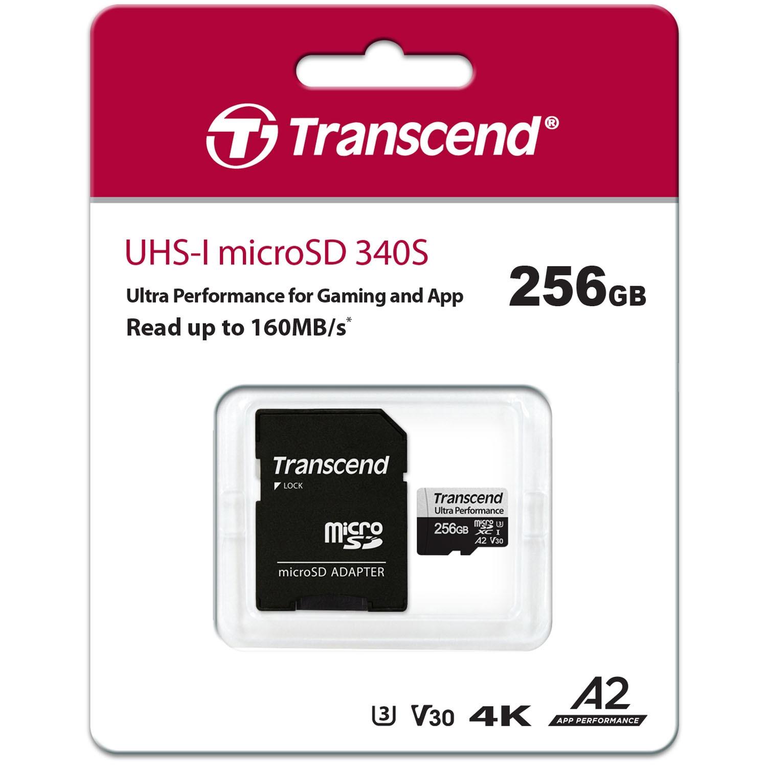 Transcend microSDXC 340S 256 GB U3 A2 V30 (R160/W125)