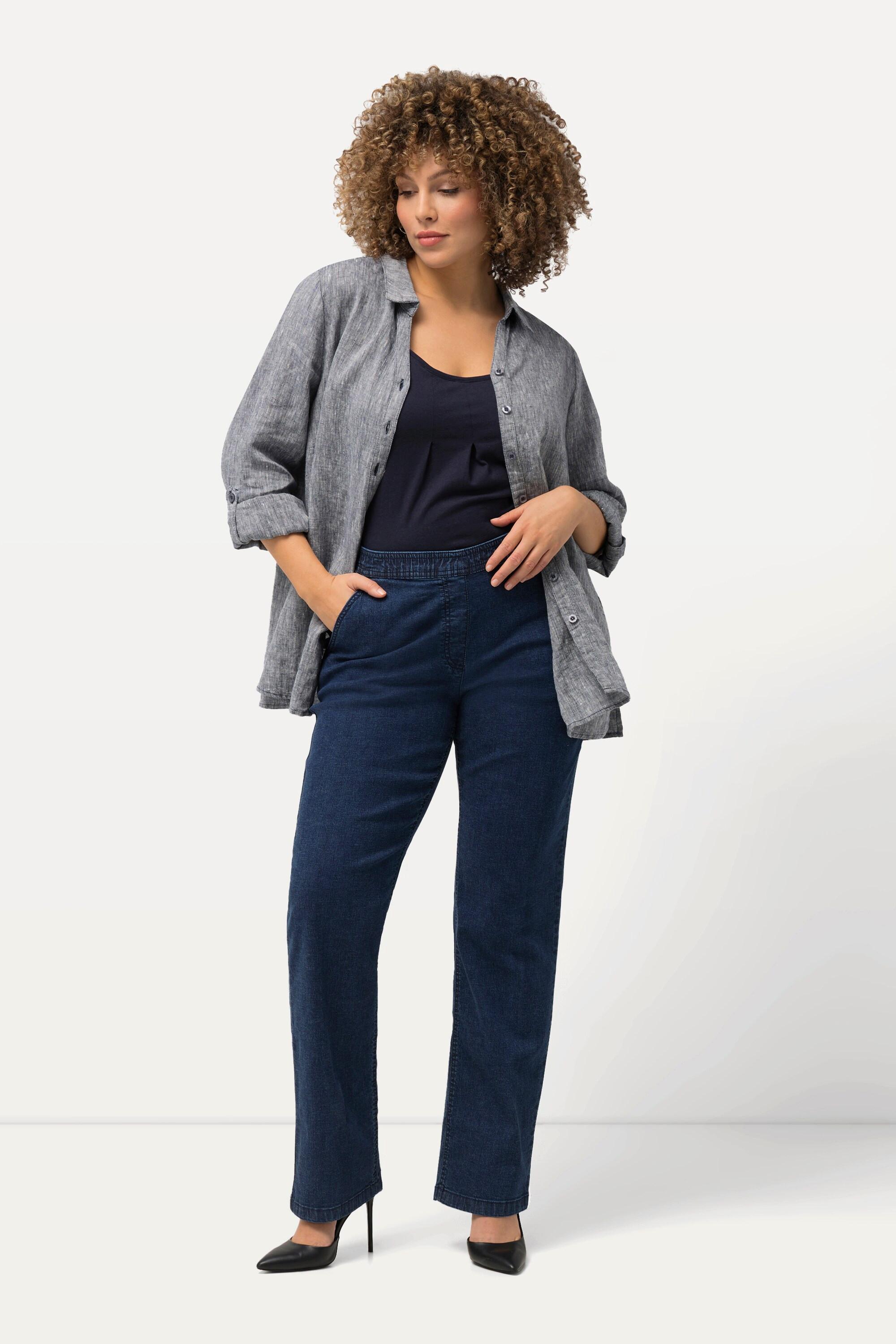 Ulla Popken Mandy Straight Leg Jeans mit Elastikbund