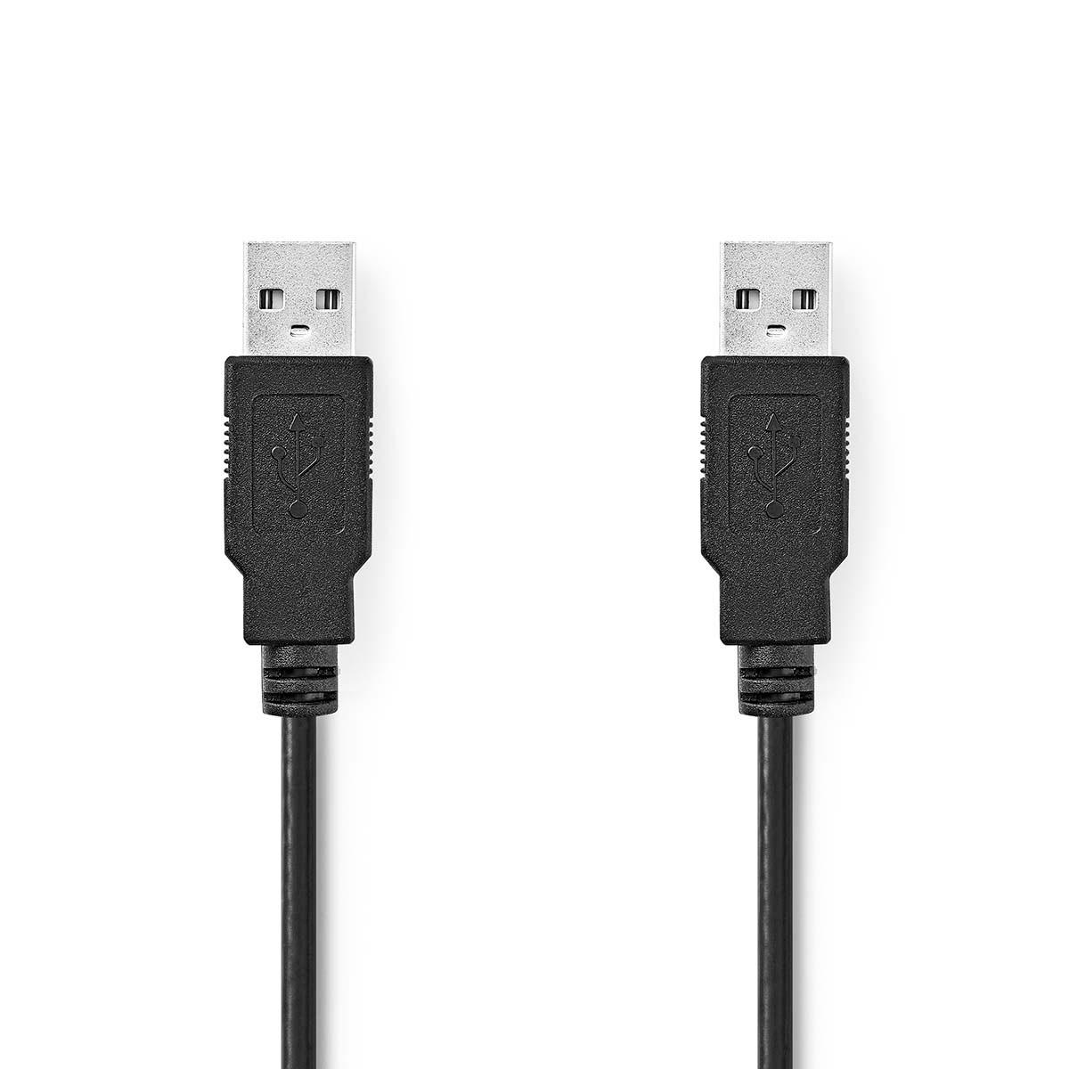 Nedis USB-Kabel | USB 2.0 | USB-A Stecker | USB-A Stecker | 480 Mbps | Vernickelt | 2,00 m | Rund | PVC | Schwarz | Box