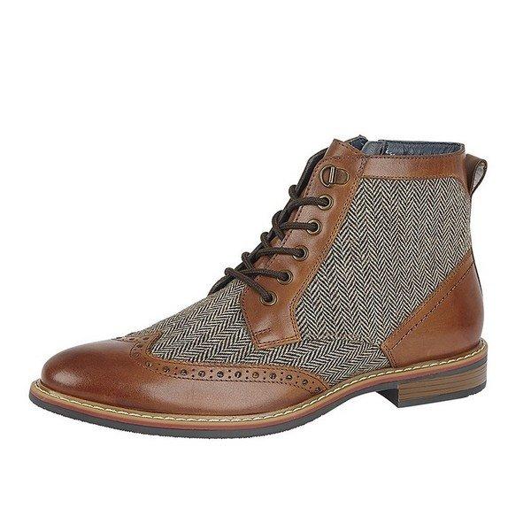 Roamers Stiefeletten, Fischgrätmuster, Leder