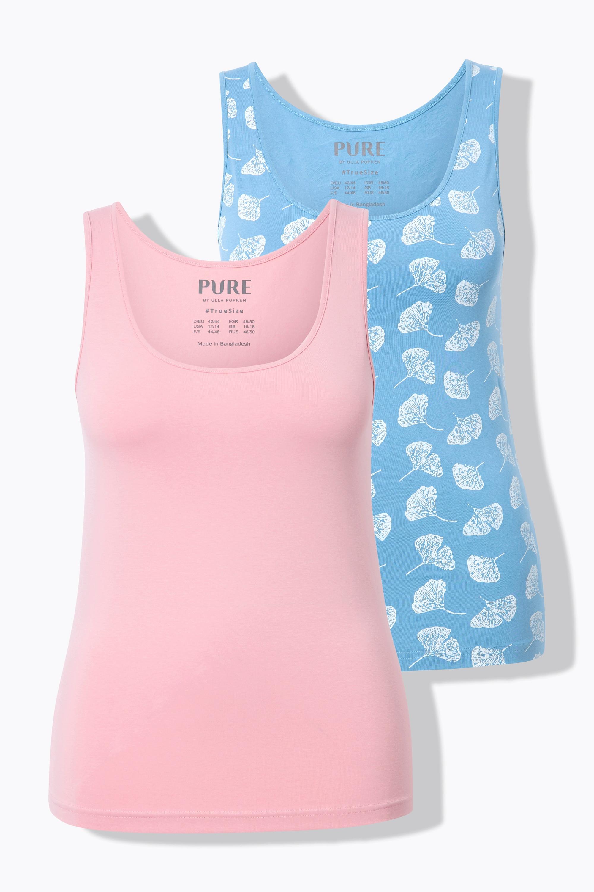Ulla Popken Tanktops, 2er-Pack, uni/Gingko, Rundhals