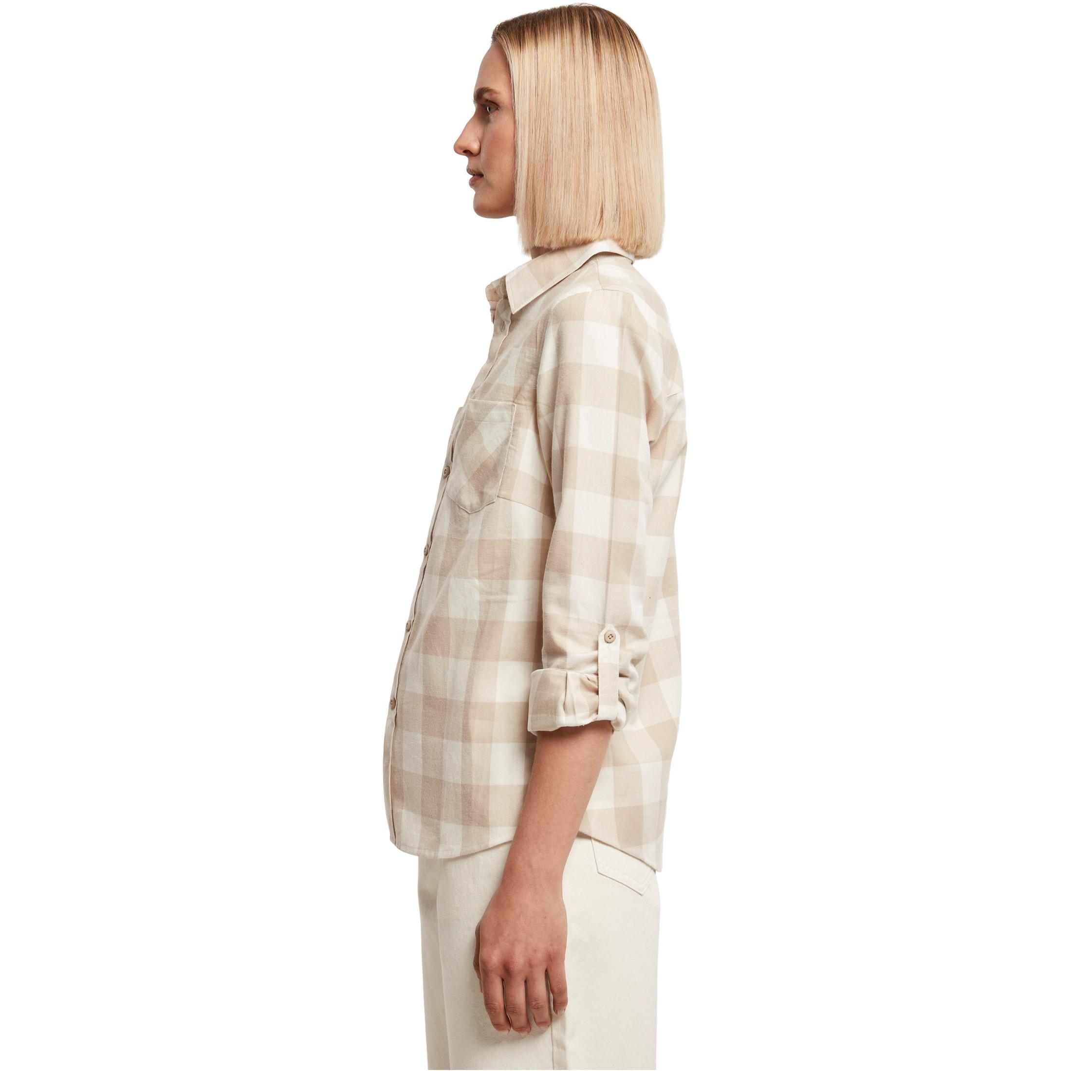 URBAN CLASSICS karierte flanellhemd für frauen urban claic turnup