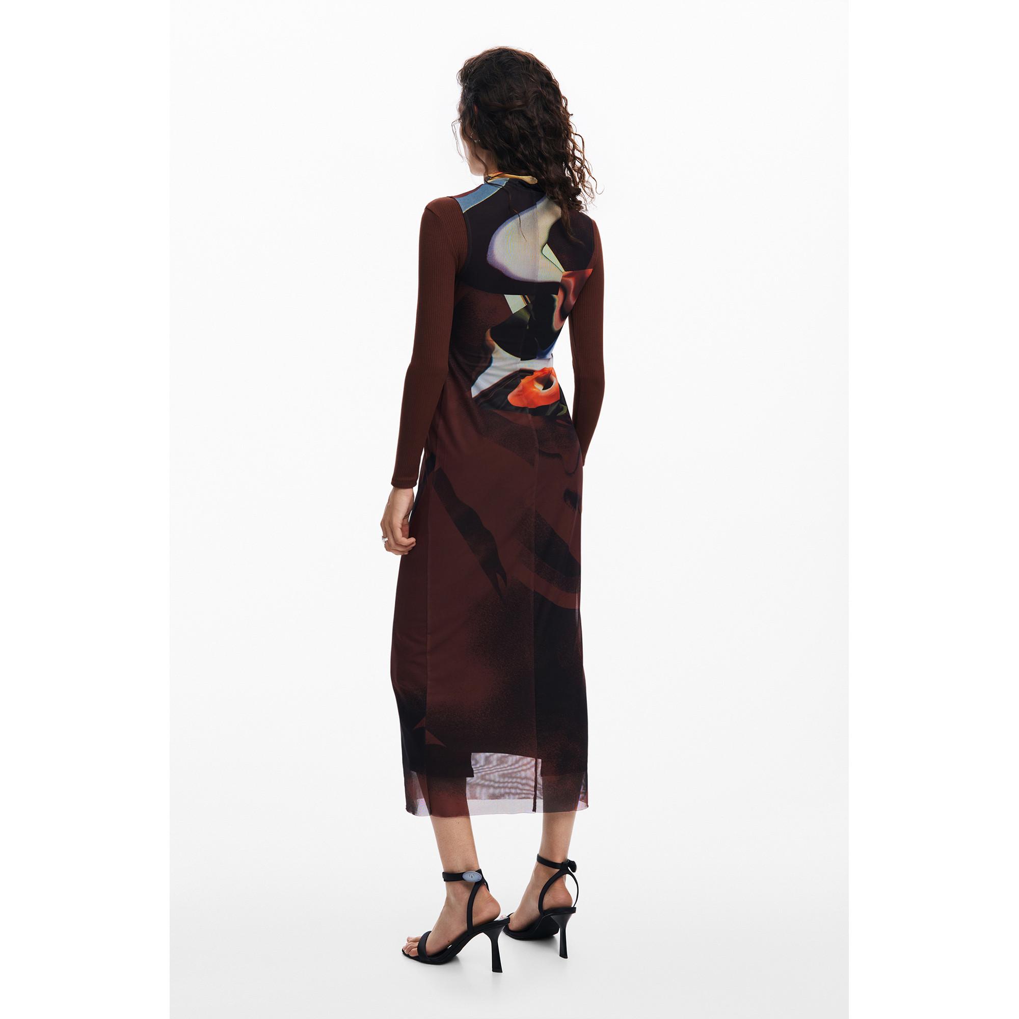 Desigual Midi Langarmkleid mit Arty-Print