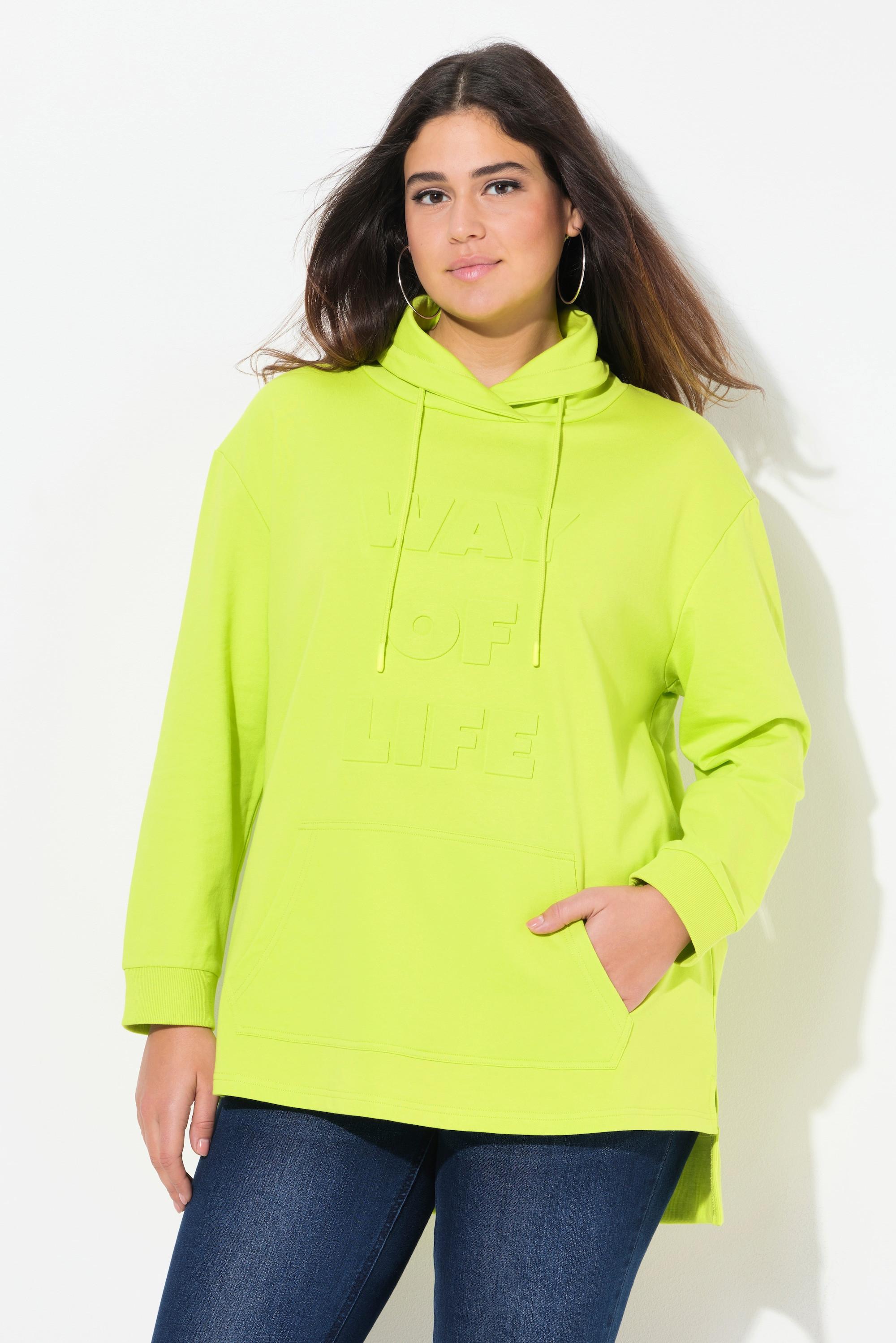 Ulla Popken Sweatshirt, 3D-Prägung, Oversized, Stehkragen, Langarm