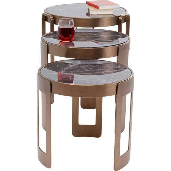 KARE Design Couchtisch Perelli Messing (3er-Set)