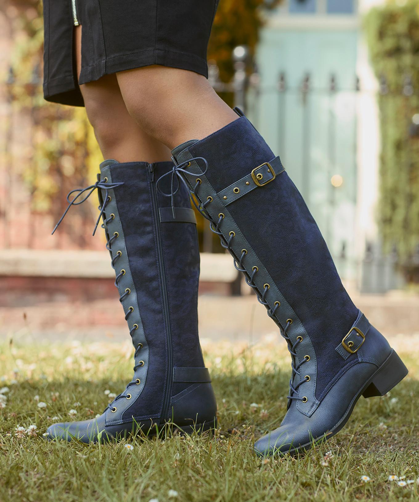 Joe Browns Reitstiefel mit Schnürung und Leopardenmuster