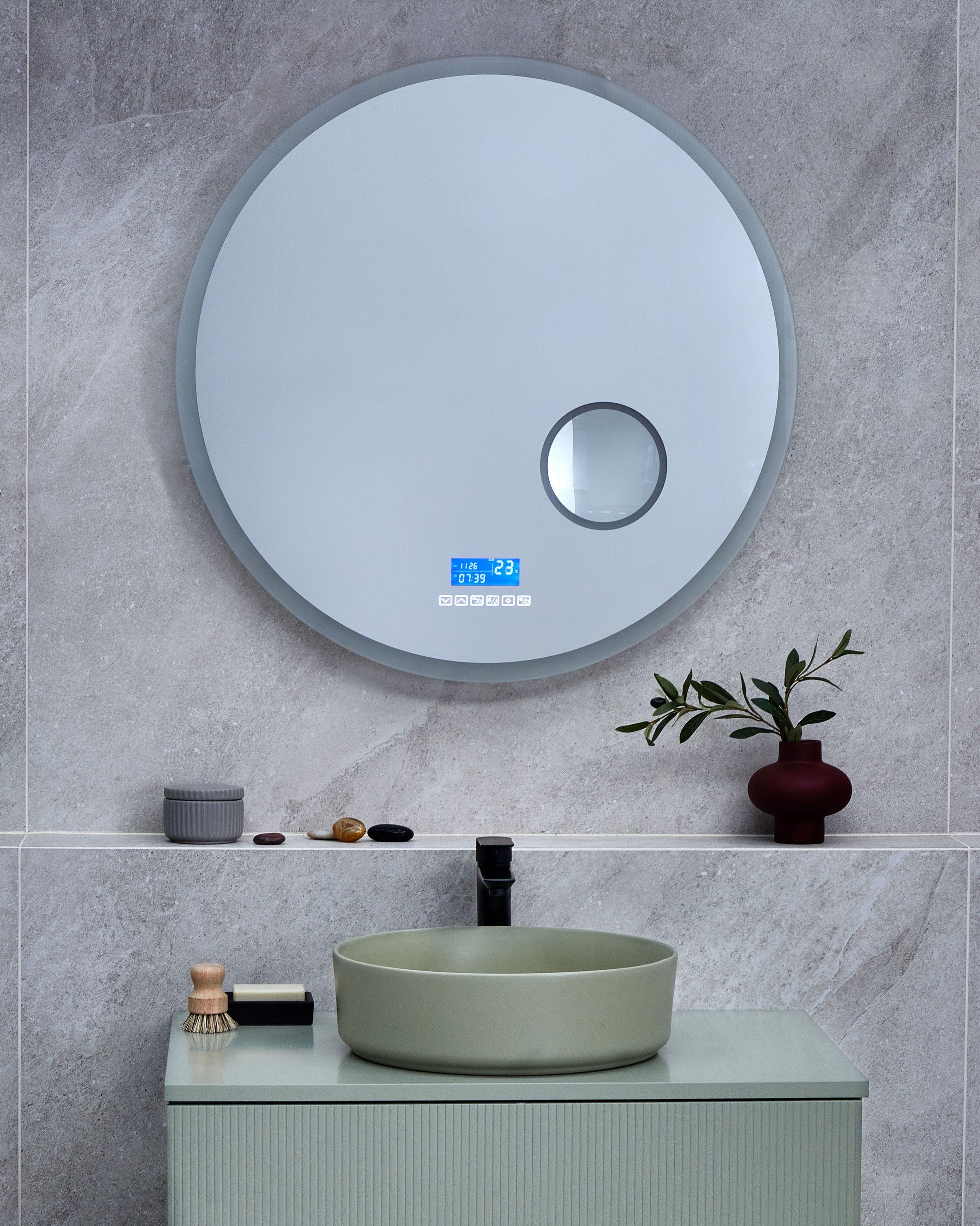 Beliani LED-Badezimmer-Spiegel aus Kunststoff Minimalistisch FIXIN