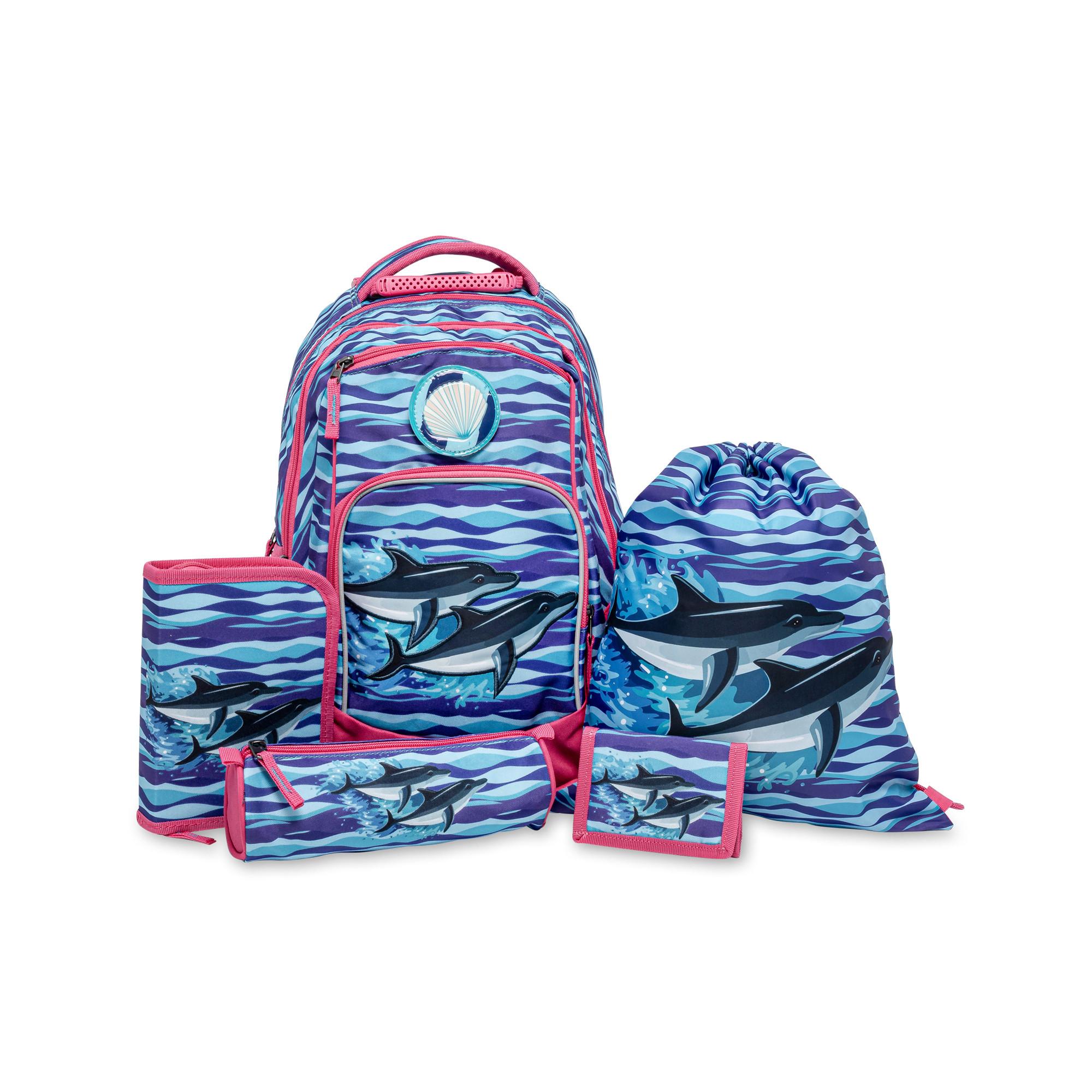 Manor Schulrucksack-Set, 5-teilig Delfin