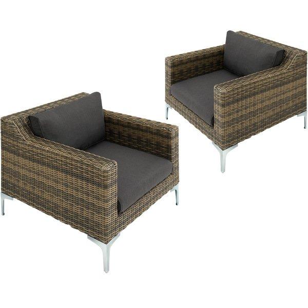 Tectake Modulares Rattanset Villanova Aluminium Set 5 2-Sitzer