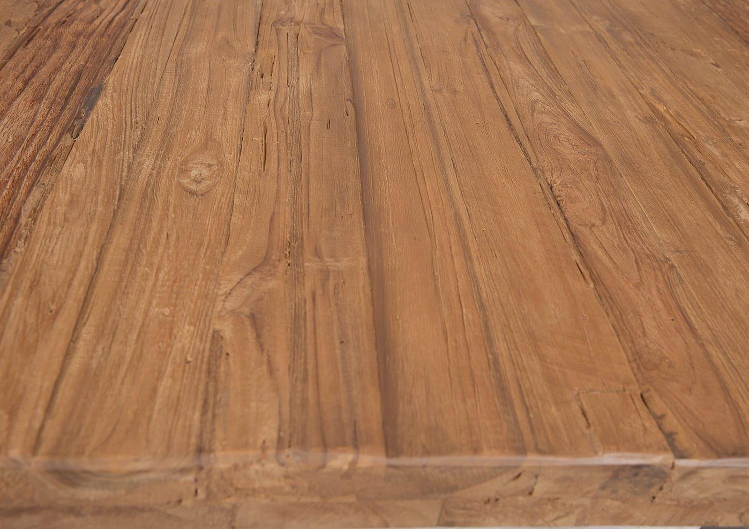 mutoni Massivholztisch 220x100 - Teak natur - Metall antiksilber