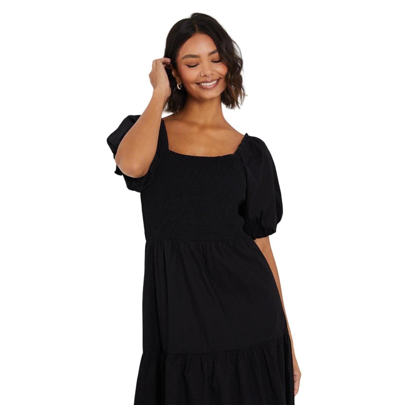 Dorothy Perkins Gesmocktes Midikleid mit Puffärmeln