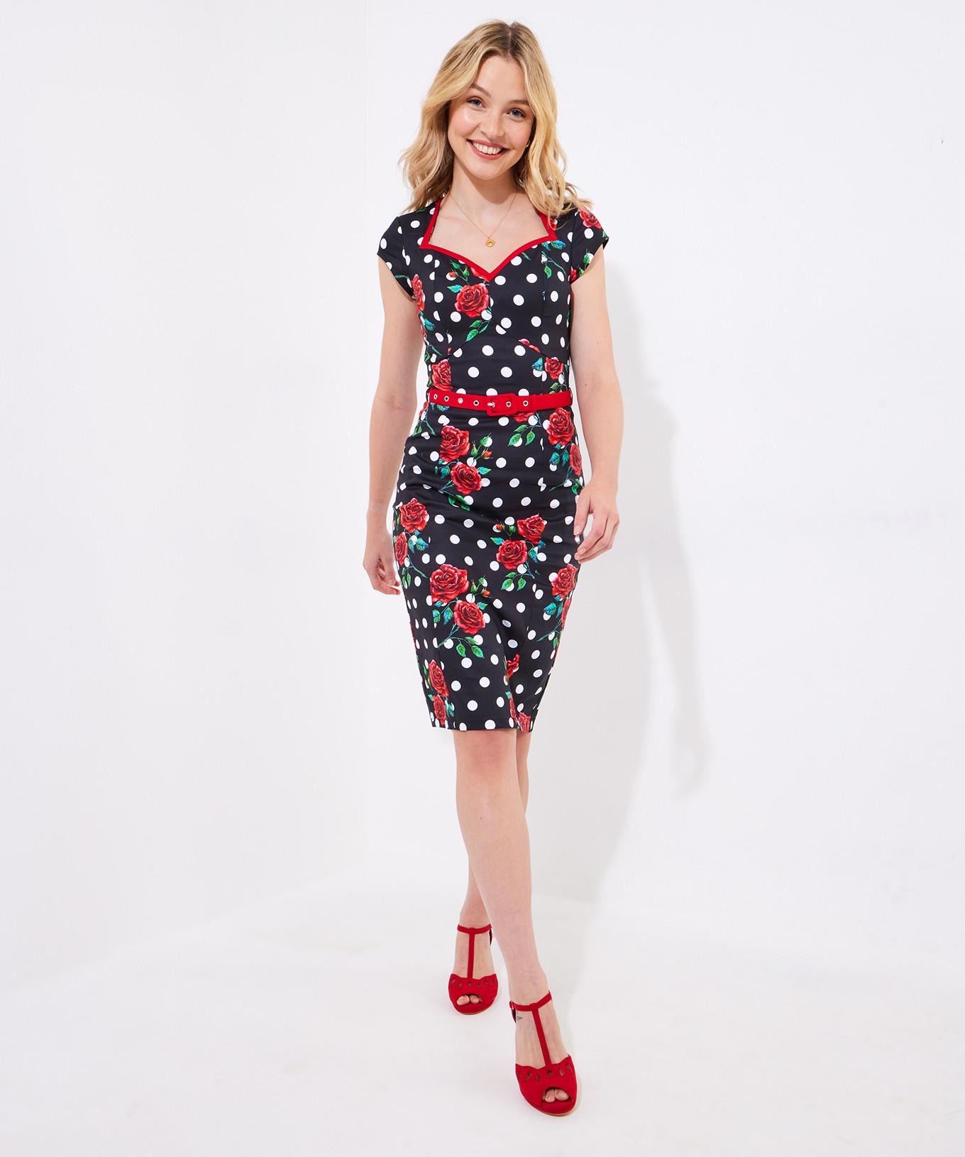 Joe Browns PETITE Polka-Rosen-Bodycon-Kleid