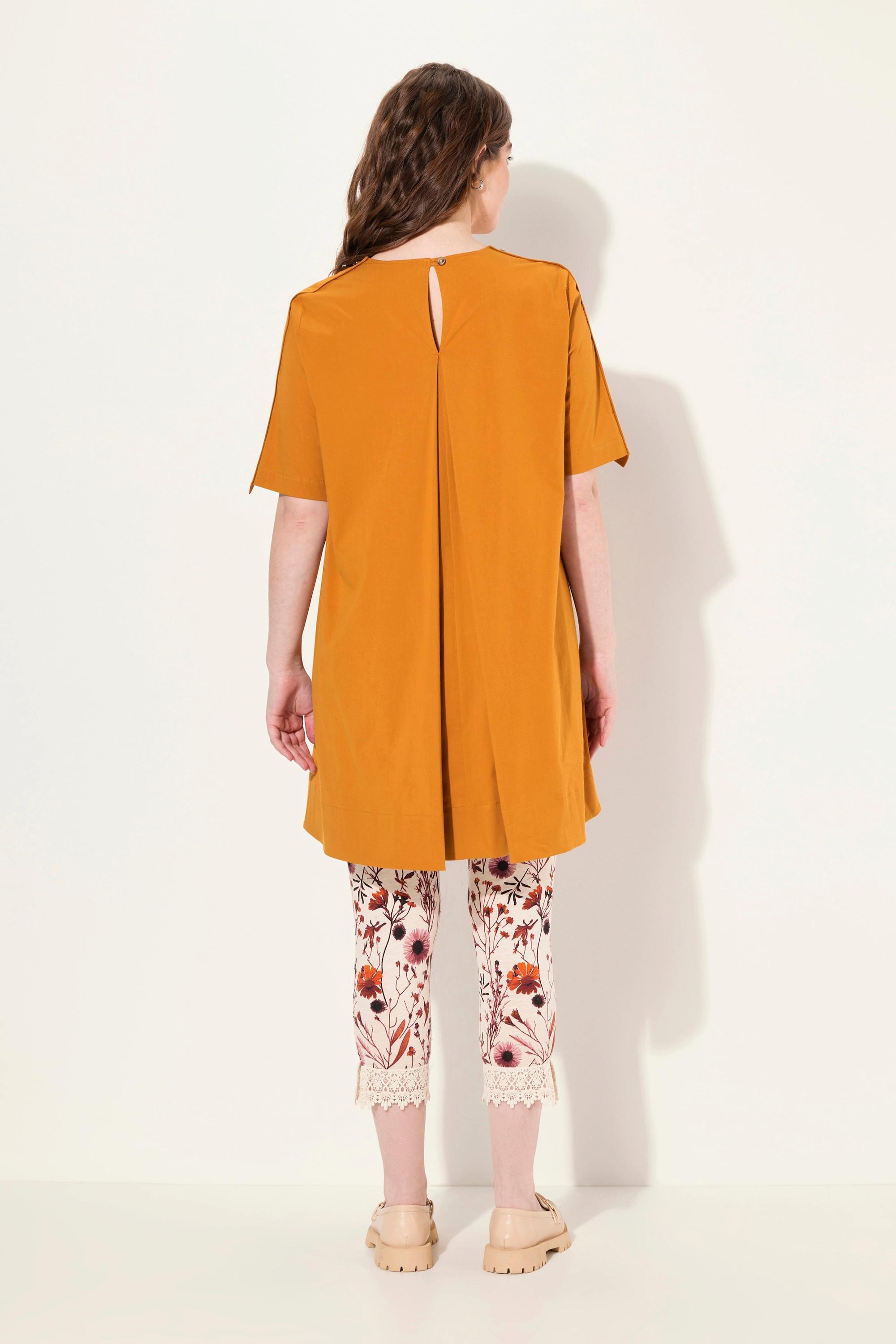 Ulla Popken Tunika V-Ausschnitt Taschen Halbarm Biobaumwolle