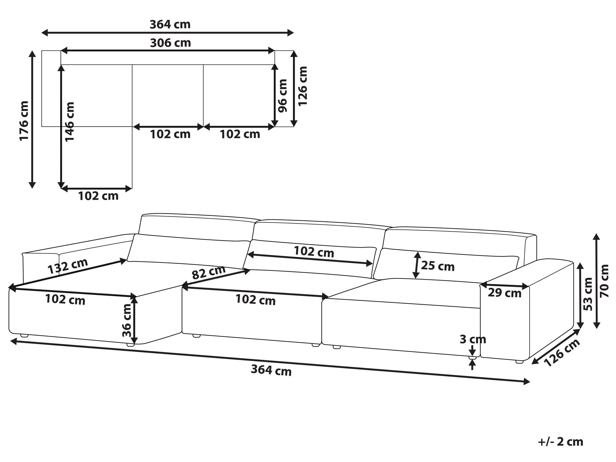 Beliani Ecksofa aus Polyester Modern HELLNAR