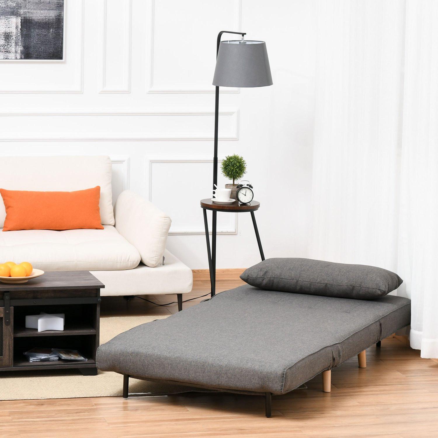Northio Schlafsofa Einzelsofa Klein, Klappsofa Mit Verstellbarer Rückenlehne, Skandinavisch, Grau, 95X95X80Cm