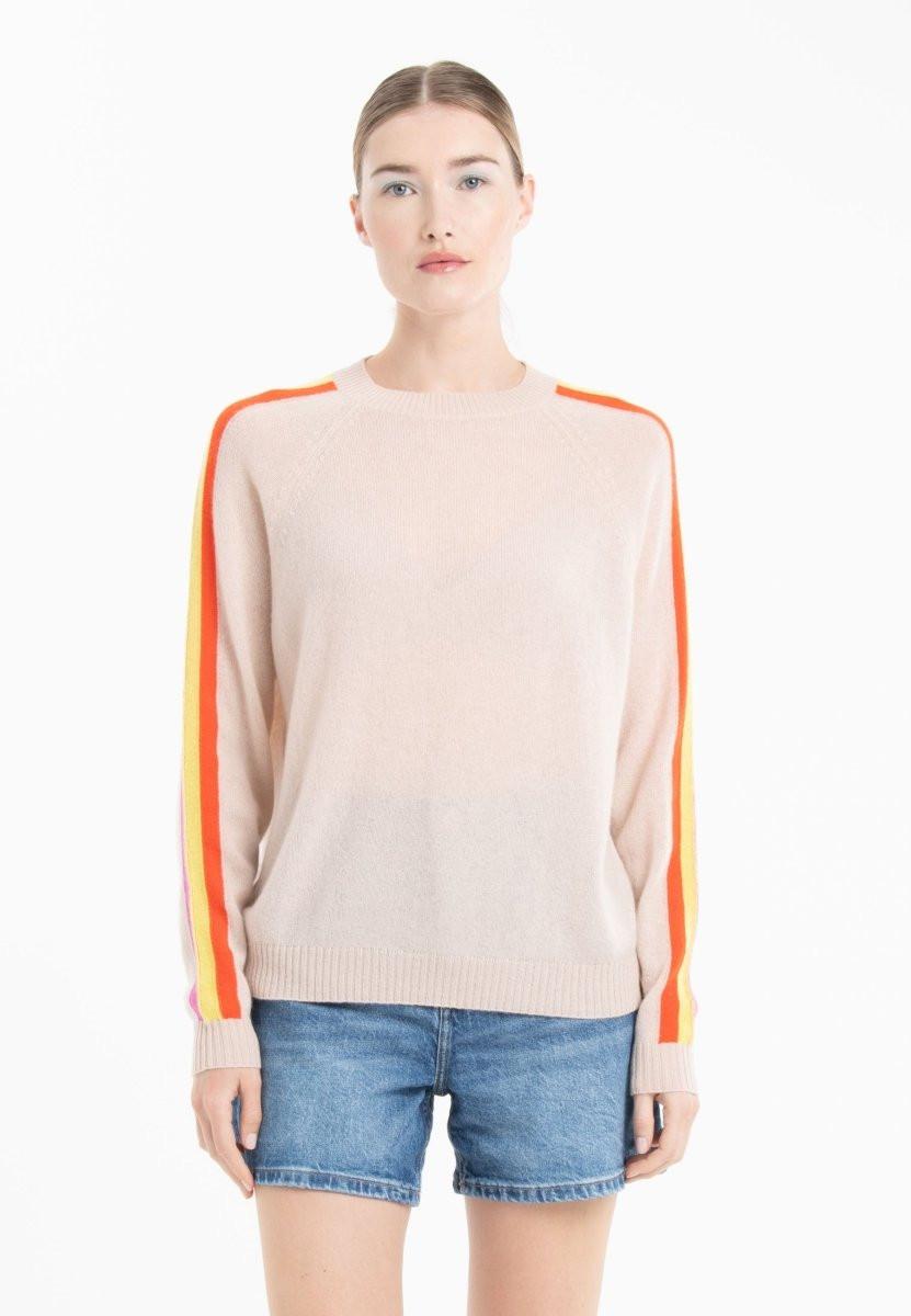 Studio Cashmere8 Rundhalspullover aus Kaschmir mit farbigem Streifen an den Ärmeln 2-fädig KELLY 30