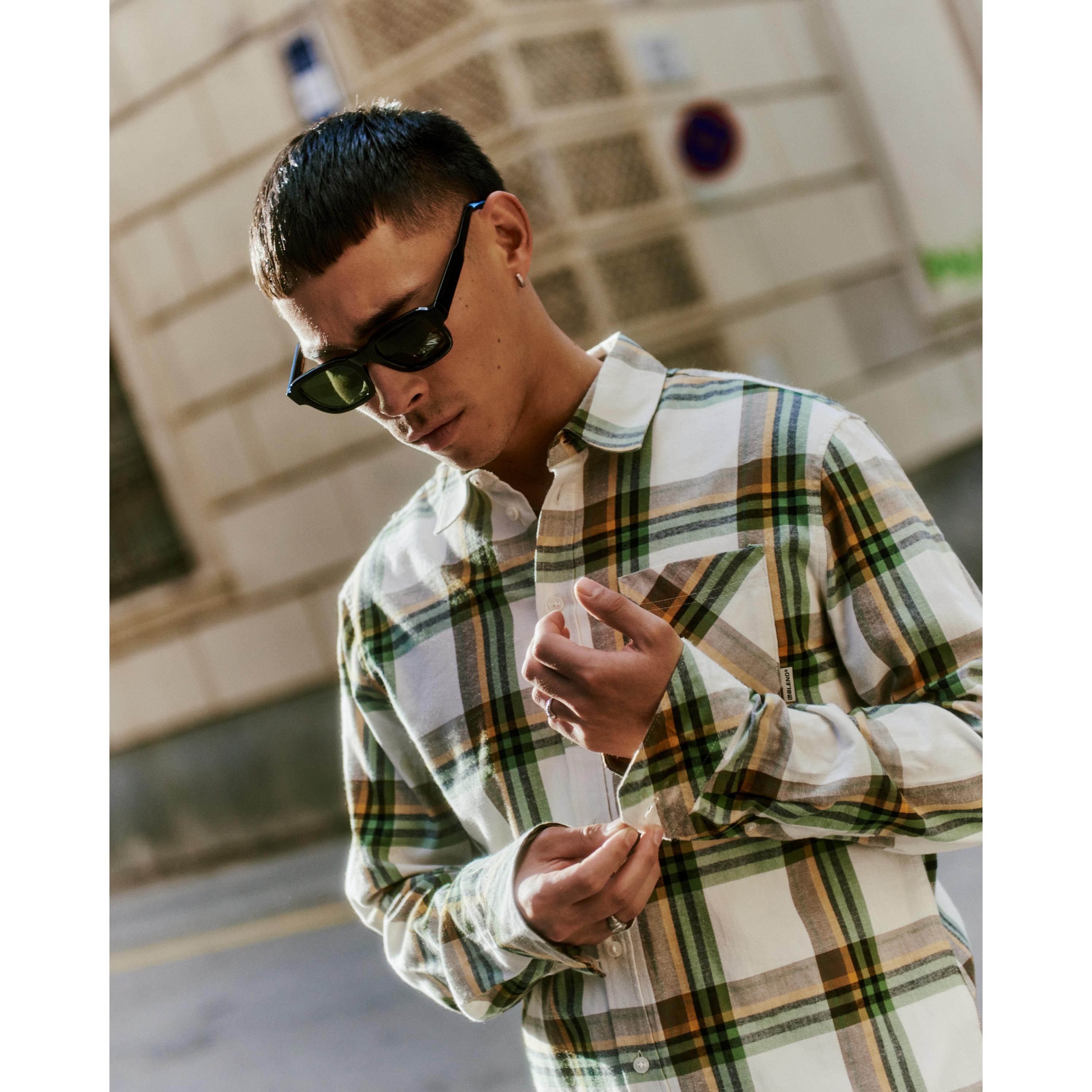Blend Langärmeliges Kariertes Hemd mit Tasche Slim Fit