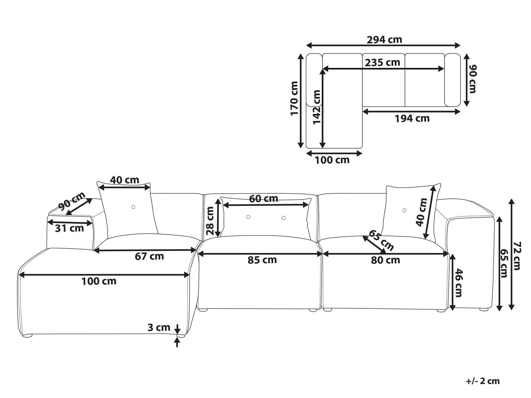 Beliani Ecksofa aus Cord Skandinavisch DOLVA