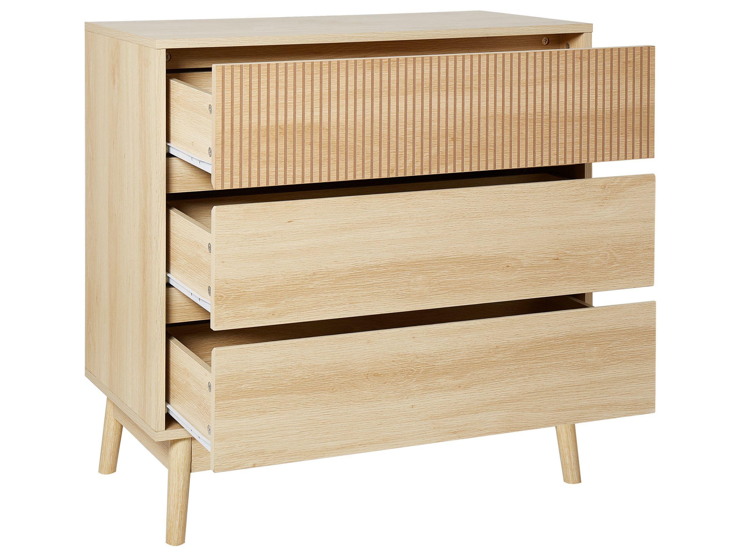 Beliani Kommode mit 3 Schubladen aus MDF-Platte Rustikal WALES
