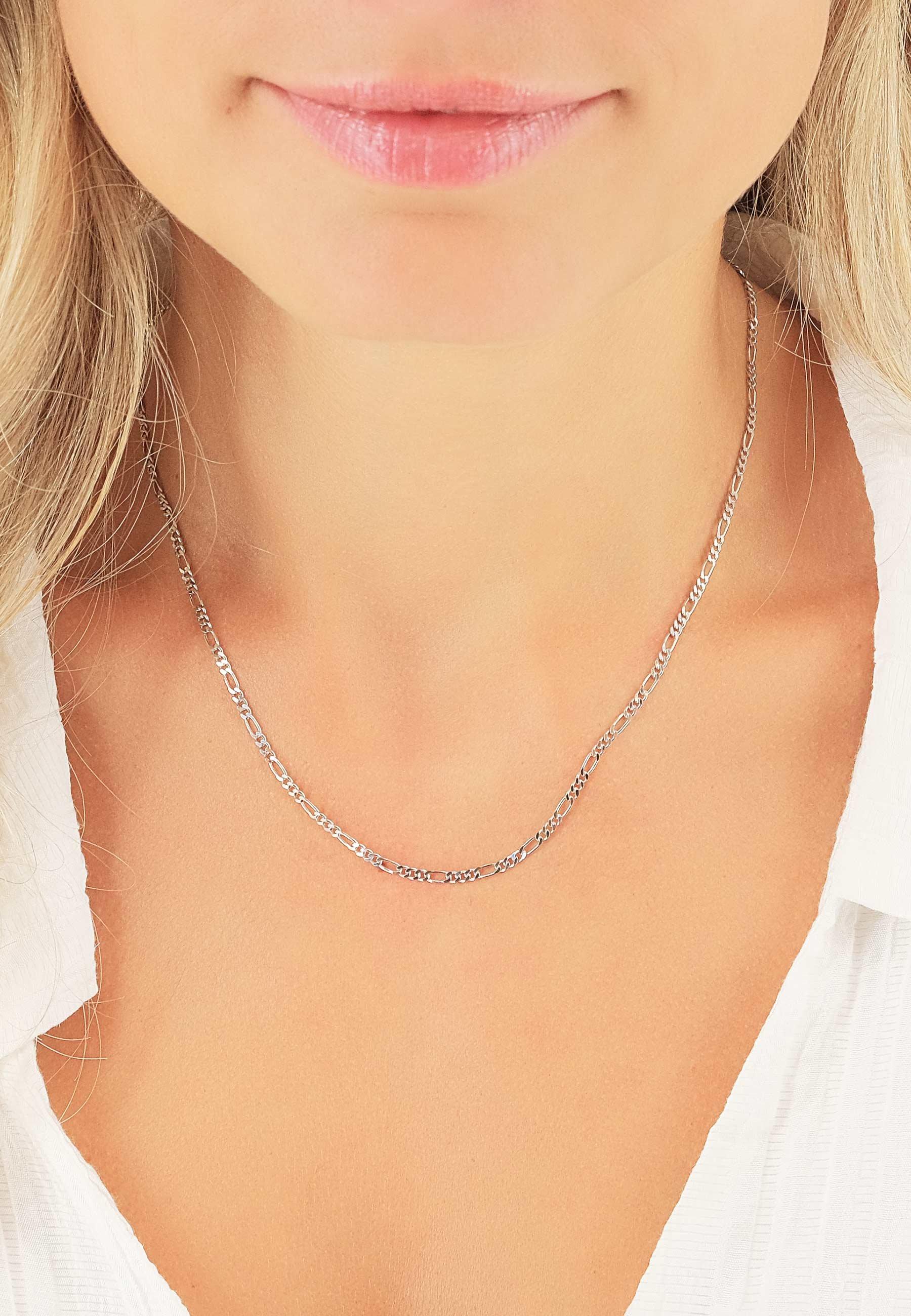 MUAU Schmuck Collier Figaro Weissgold 750, 2.2mm, 50cm