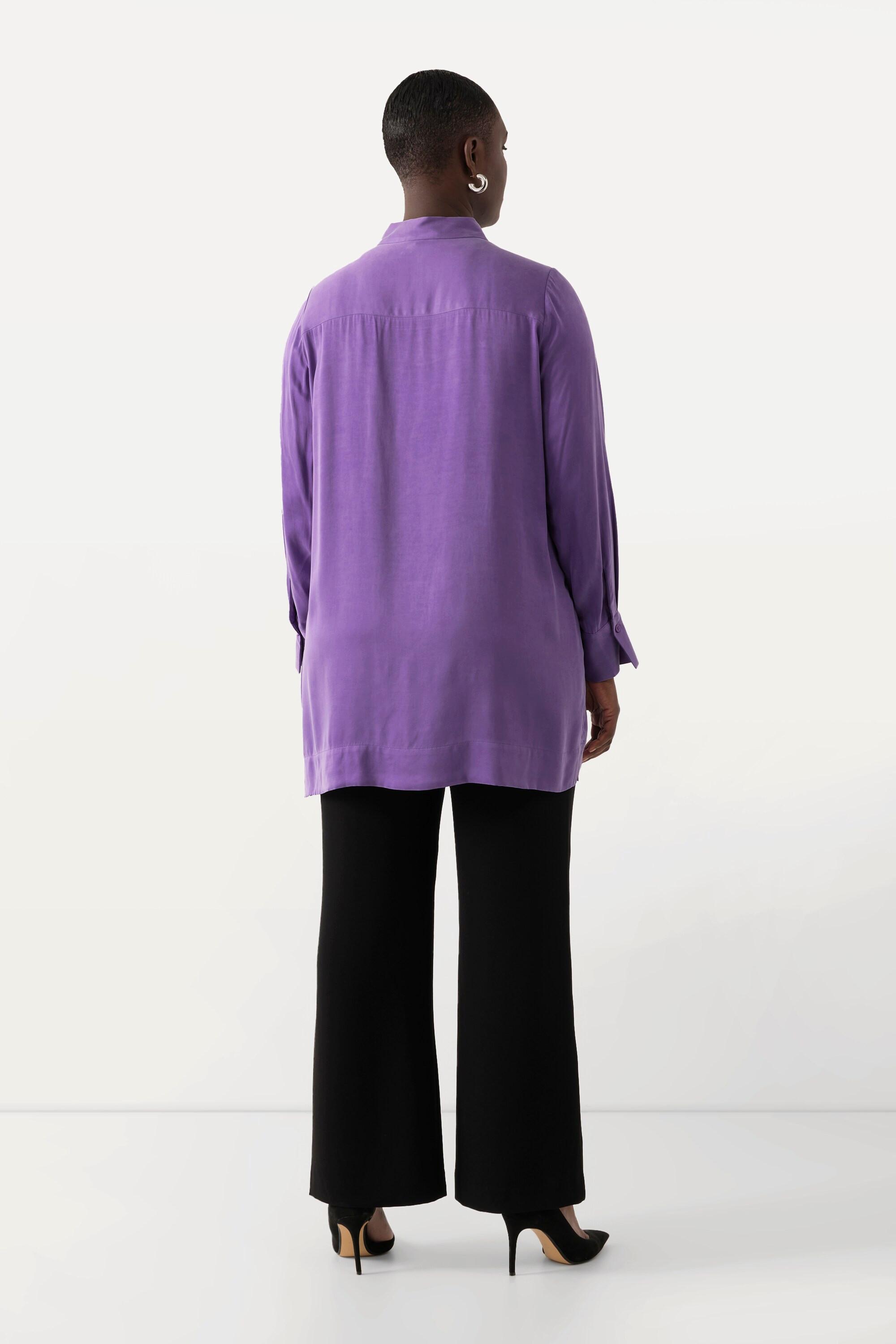 Ulla Popken Cupromix Langarmbluse mit Hemdkragen