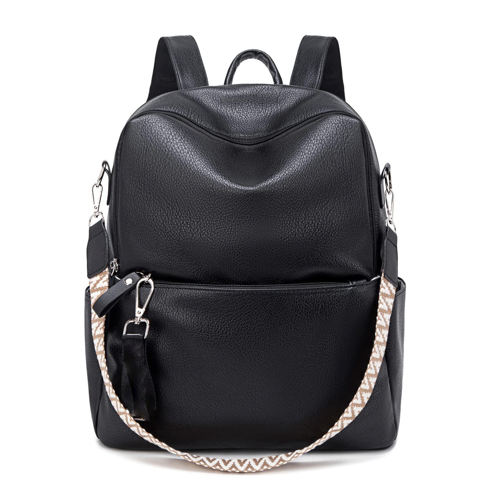 Only-bags.store Rucksack Klein - 2 in 1 Rucksack Tasche Leder PU Schultertasche Schulrucksack Wasserdichter Lederrucksack Anti-Diebstahl Daypack für Reisen