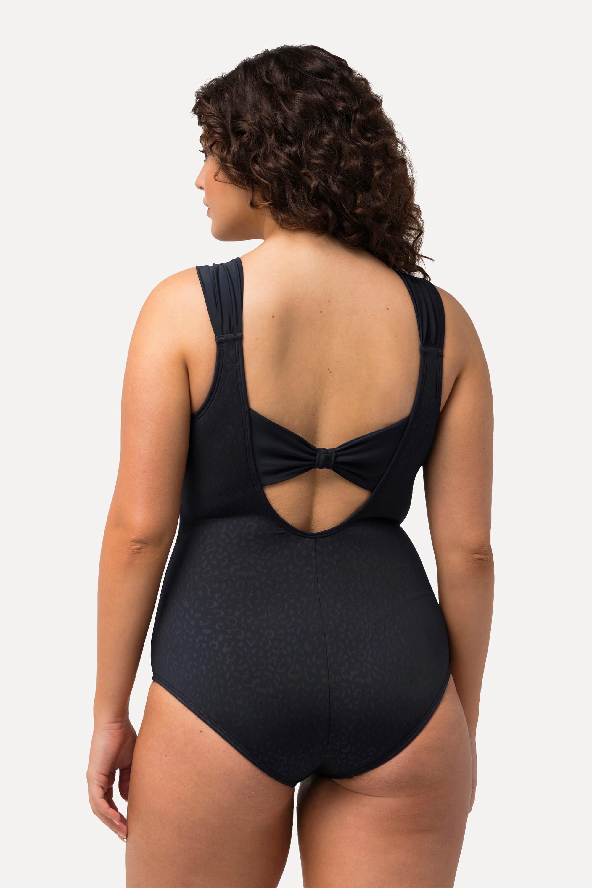 Ulla Popken Badeanzug, Leo-Jacquard, Softcups, tiefer Rücken