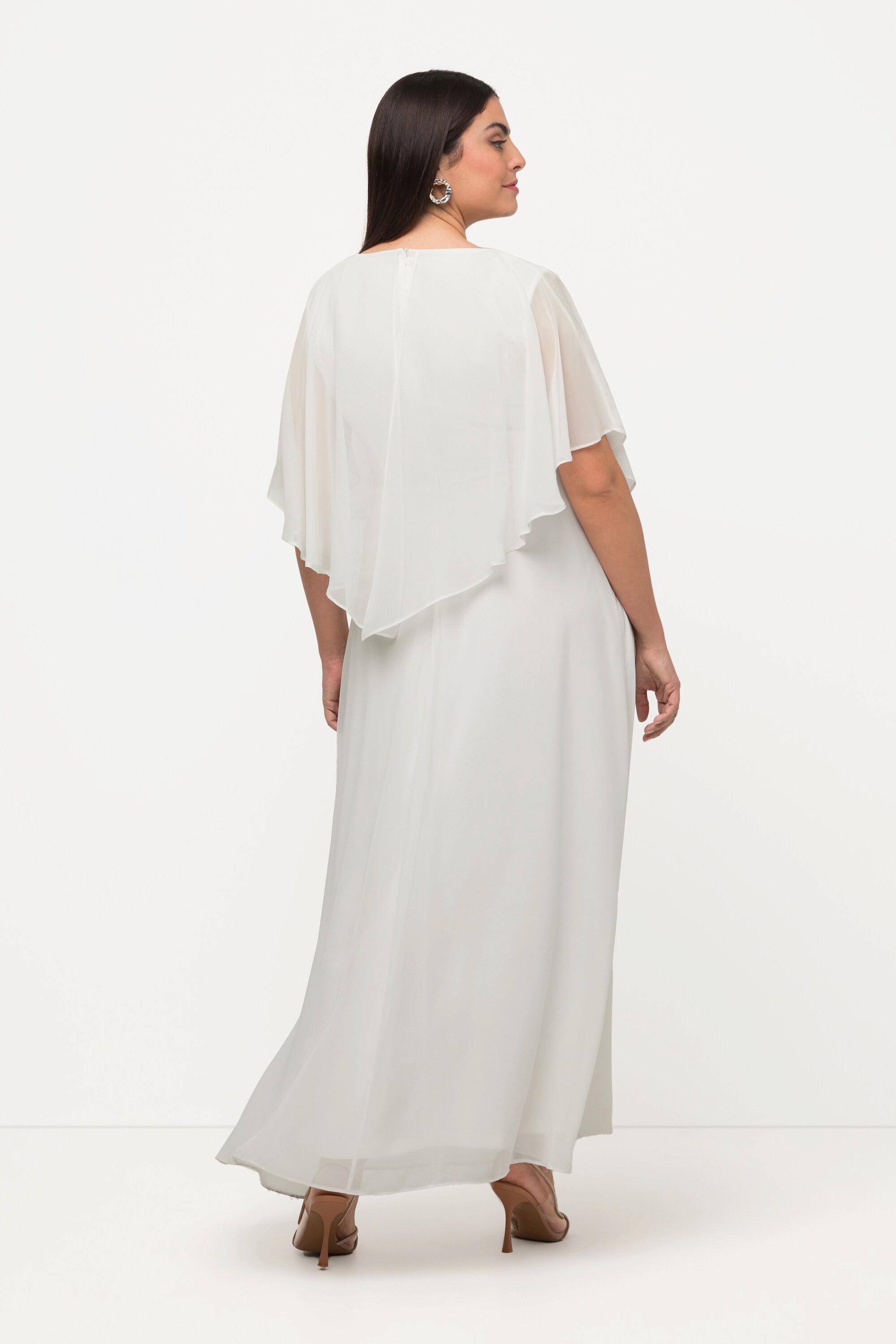 Ulla Popken Brautkleid Drapierung V-Ausschnitt Halbarm-Cape