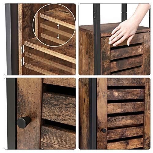 Pricenet Rustikaler industrieller Hochschrank mit Regalen