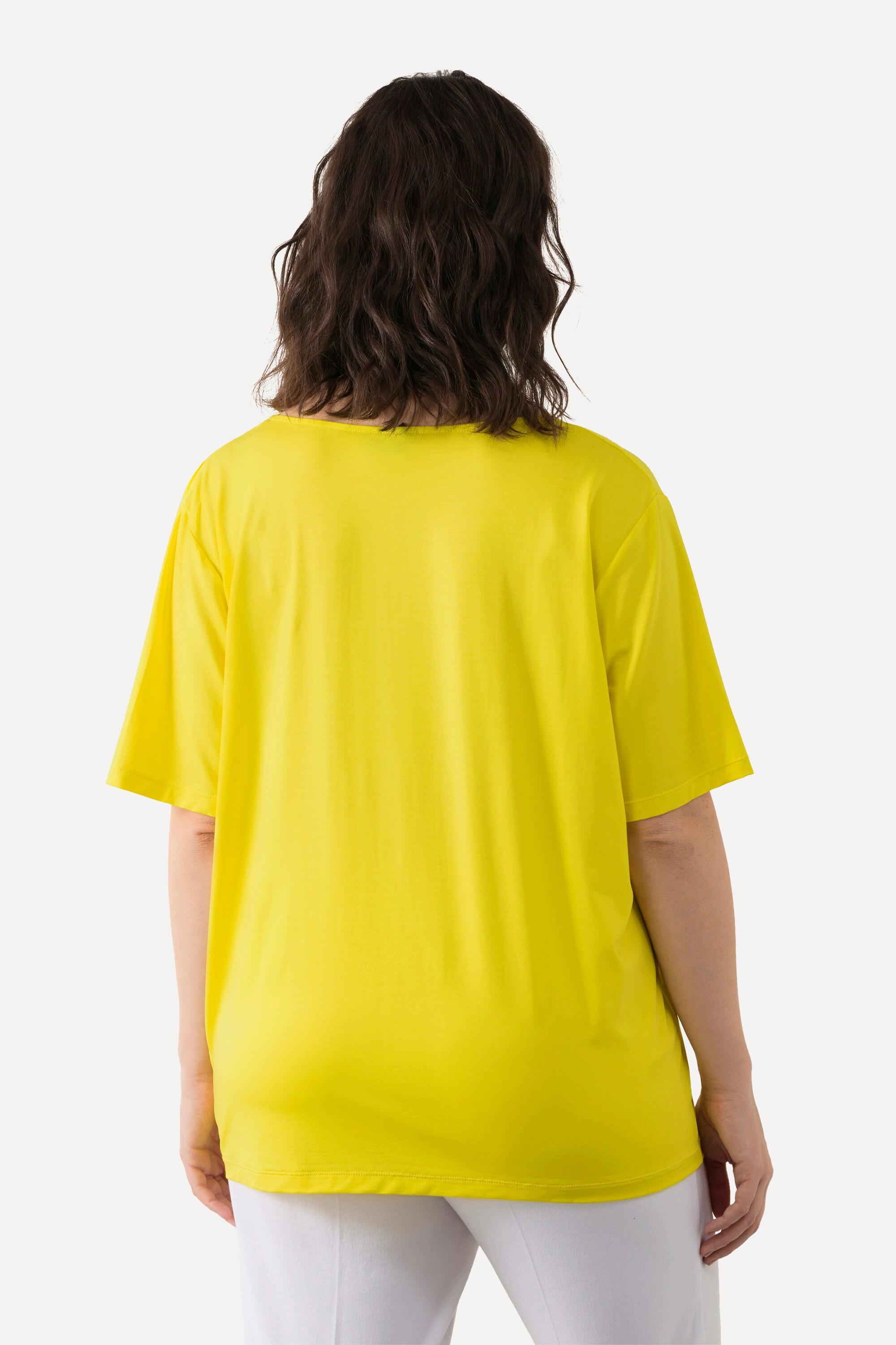 Ulla Popken T-Shirt Wasserfall-Ausschnitt Halbarm